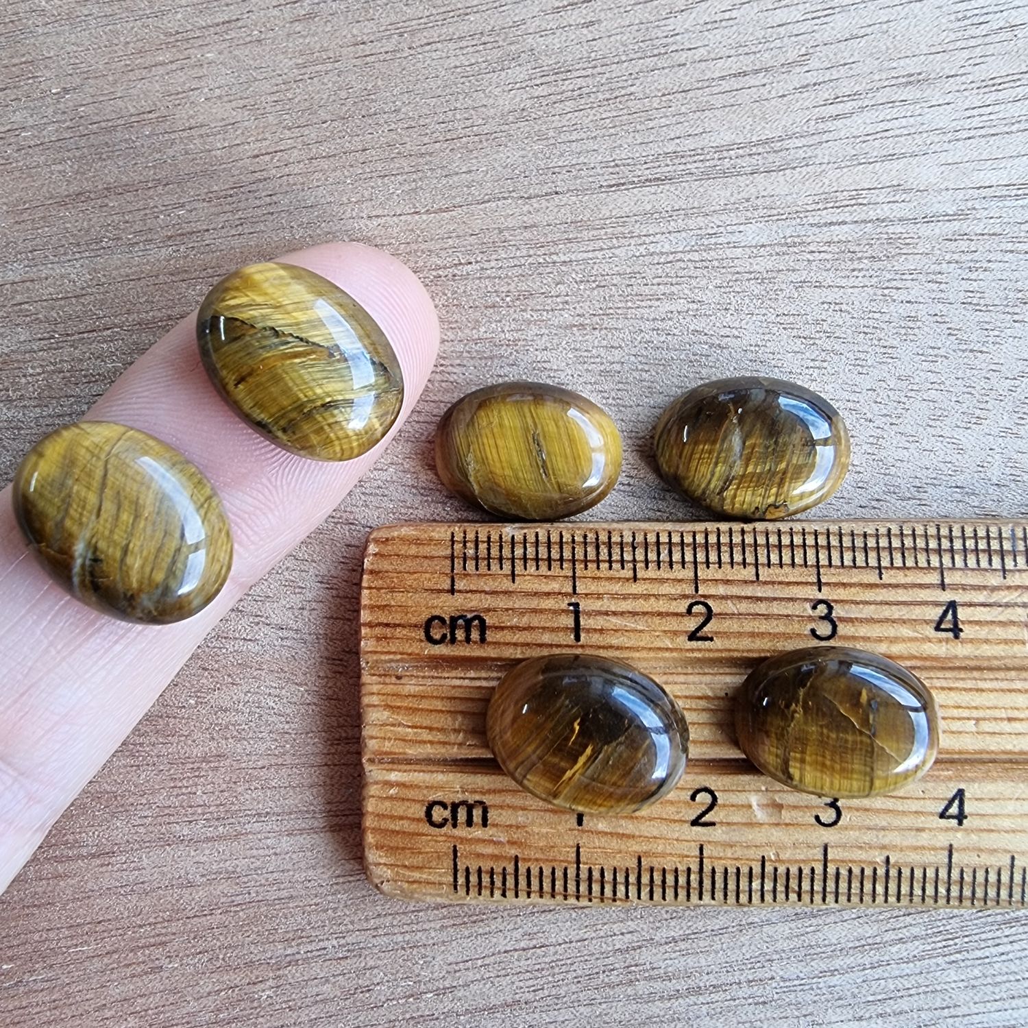 6 x Tiger Eye Oval Mini Flat Back Cabochon Lot / Pendant Lot 11gr