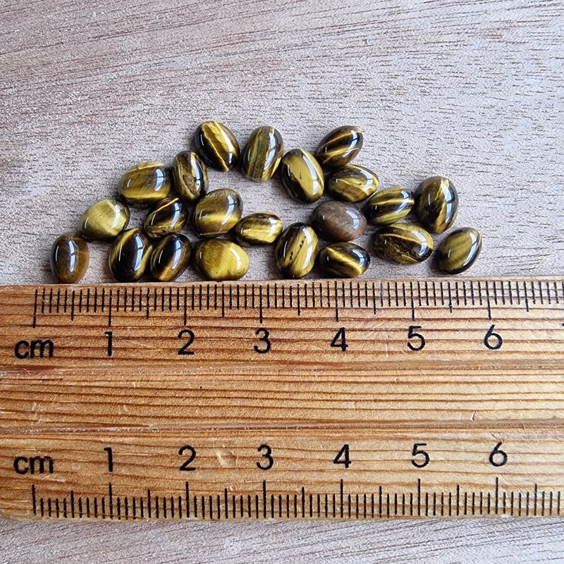 22 x Tiger Eye Oval Mini Flat Back Cabochon Lot / Pendant Lot 5.3gr
