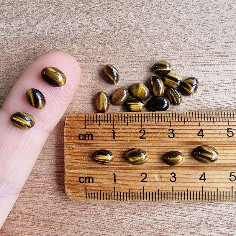 18 x Tiger Eye Oval Mini Flat Back Cabochon Lot / Pendant Lot 4.4gr