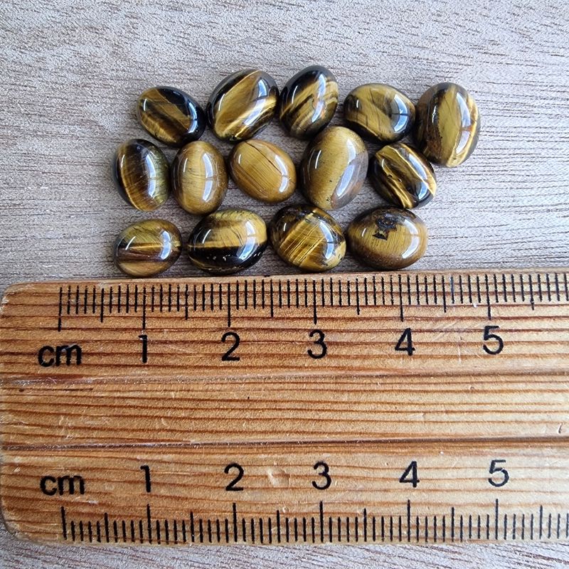 14 x Tiger Eye Oval Mini Flat Back Cabochon Lot / Pendant Lot 6.9gr
