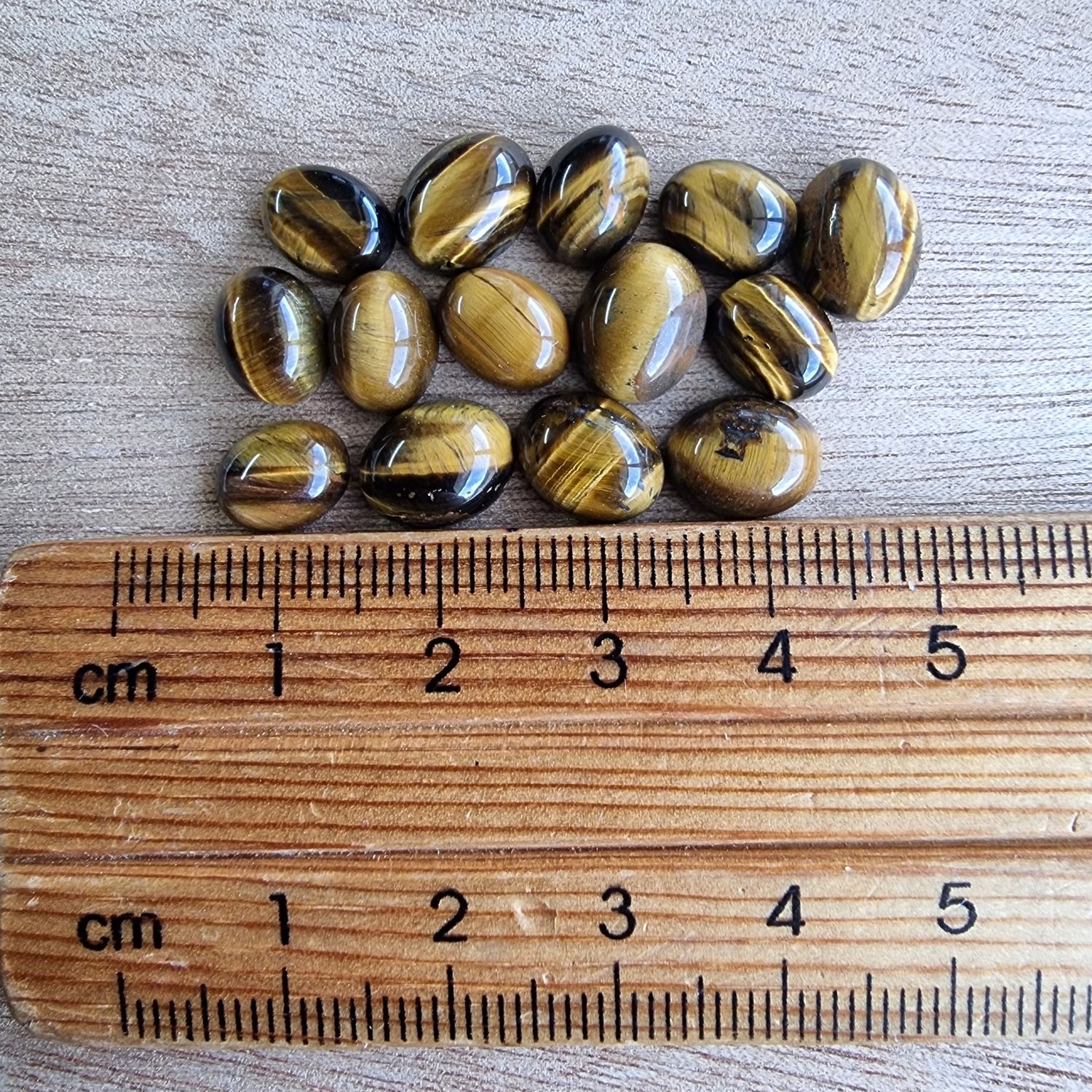 14 x Tiger Eye Oval Mini Flat Back Cabochon Lot / Pendant Lot 6.9gr