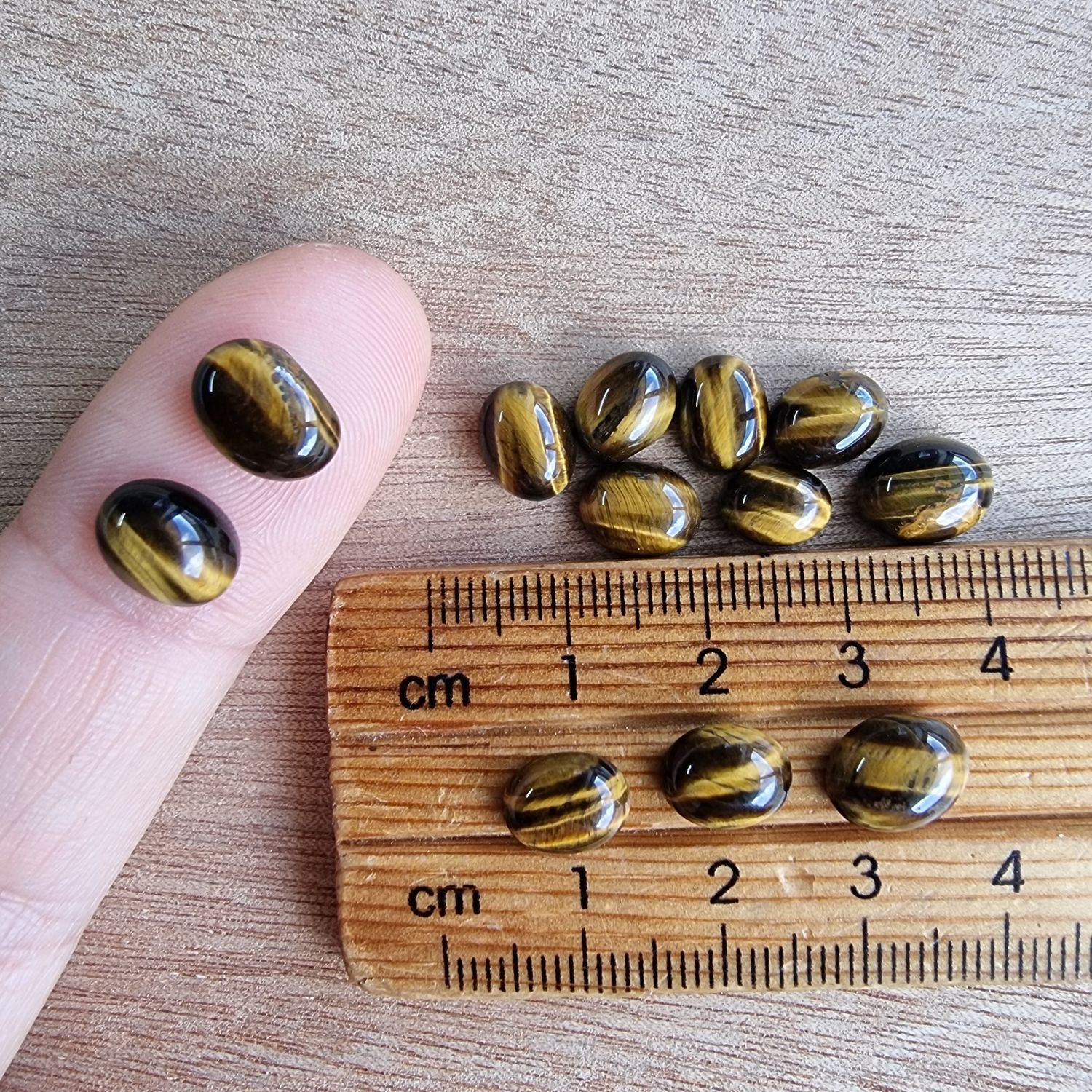 12 x Tiger Eye Oval Mini Flat Back Cabochon Lot / Pendant Lot 5.3gr