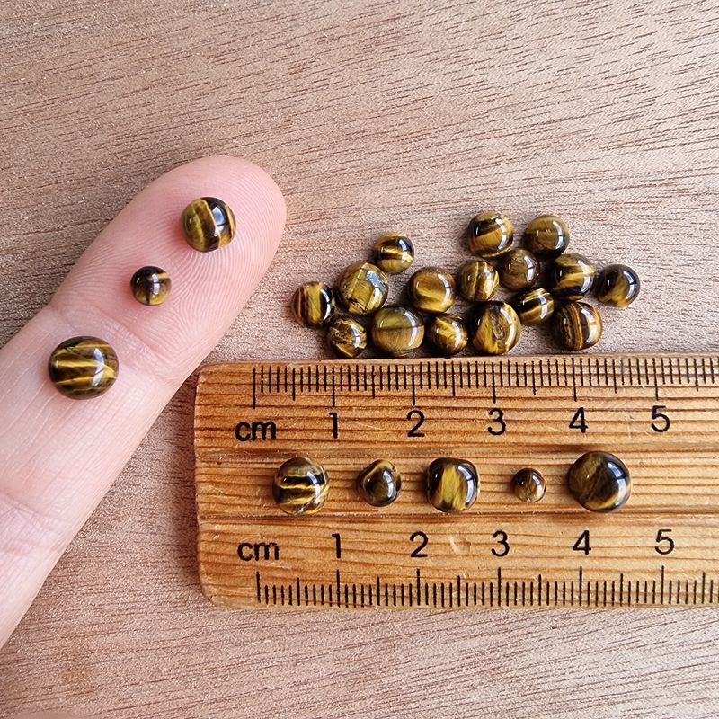 24 x Tiger Eye Round Circle Mini Flat Back Cabochon Lot / Pendant Lot 4.8gr