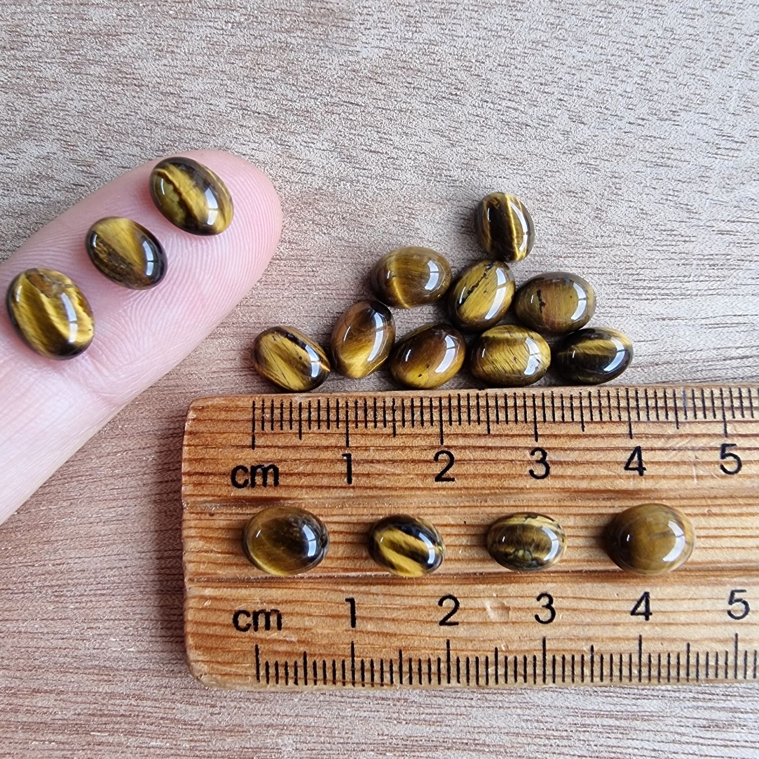 16 x Tiger Eye Oval Mini Flat Back Cabochon Lot / Pendant Lot 6gr