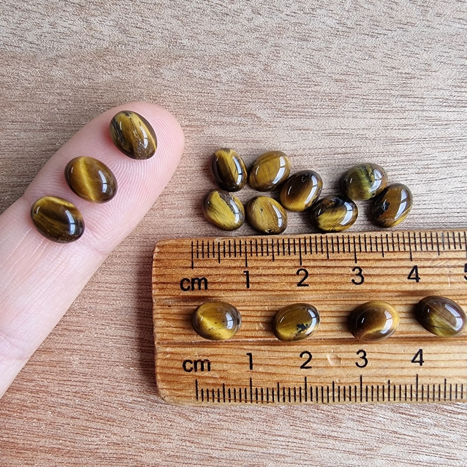 15 x Tiger Eye Oval Mini Flat Back Cabochon Lot / Pendant Lot 6gr