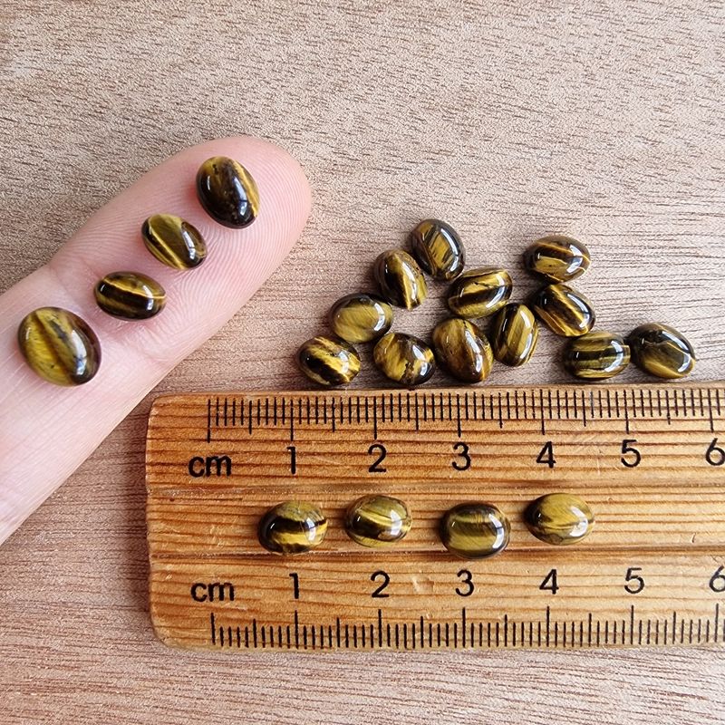 20 x Tiger Eye Oval Mini Flat Back Cabochon Lot / Pendant Lot 5.8gr
