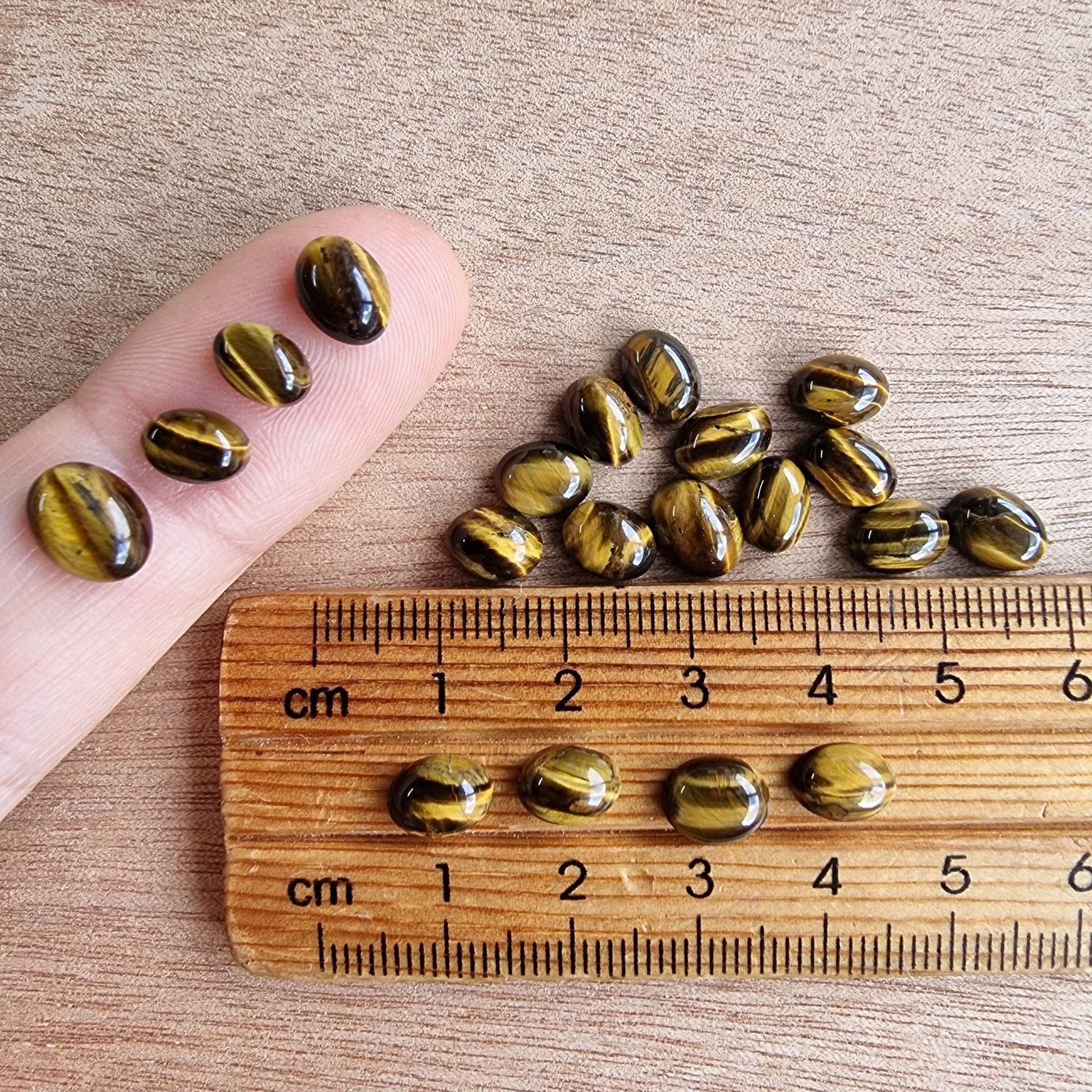 20 x Tiger Eye Oval Mini Flat Back Cabochon Lot / Pendant Lot 5.8gr
