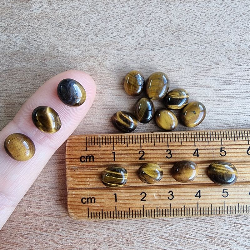 14 x Tiger Eye Oval Mini Flat Back Cabochon Lot / Pendant Lot 8.7gr