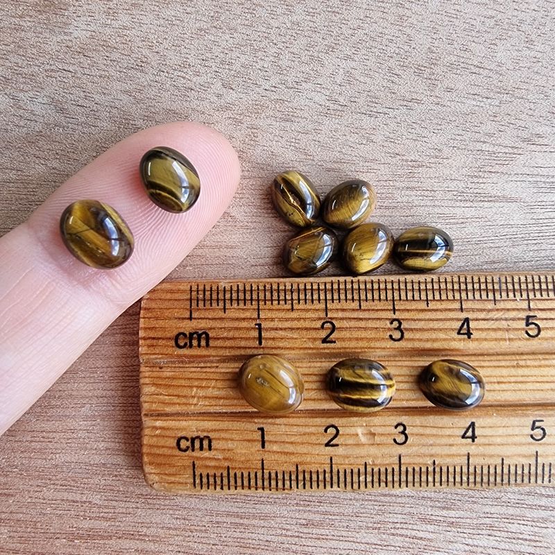 10 x Tiger Eye Oval Mini Flat Back Cabochon Lot / Pendant Lot 4.6gr