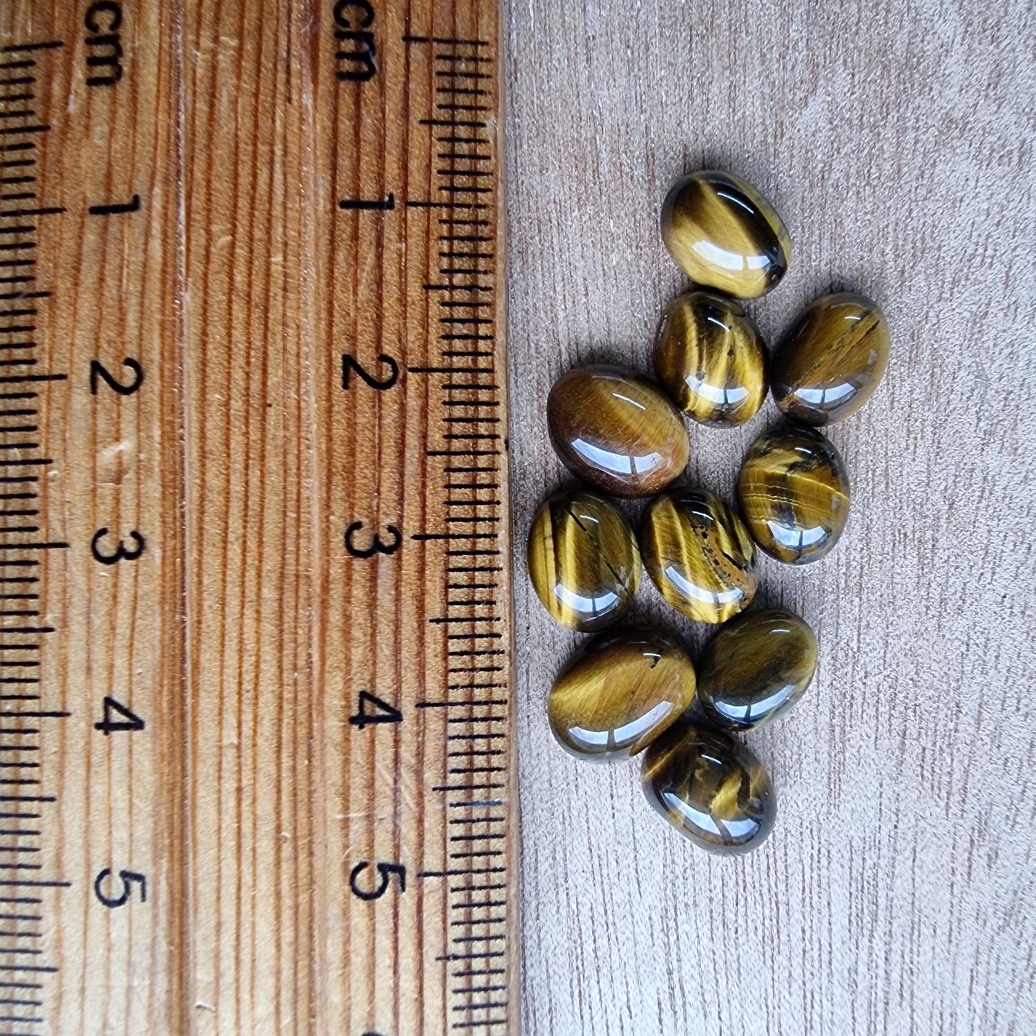 10 x Tiger Eye Oval Mini Flat Back Cabochon Lot / Pendant Lot 4.1gr