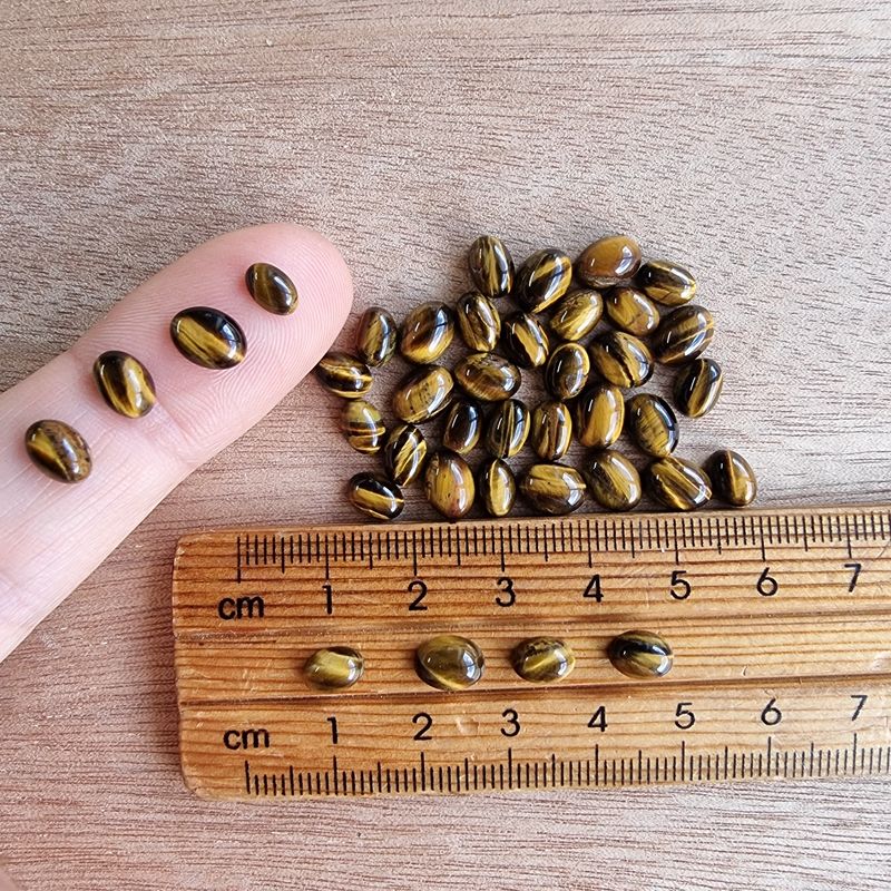 39 x Tiger Eye Oval Mini Flat Back Cabochon Lot / Pendant Lot 8.9gr