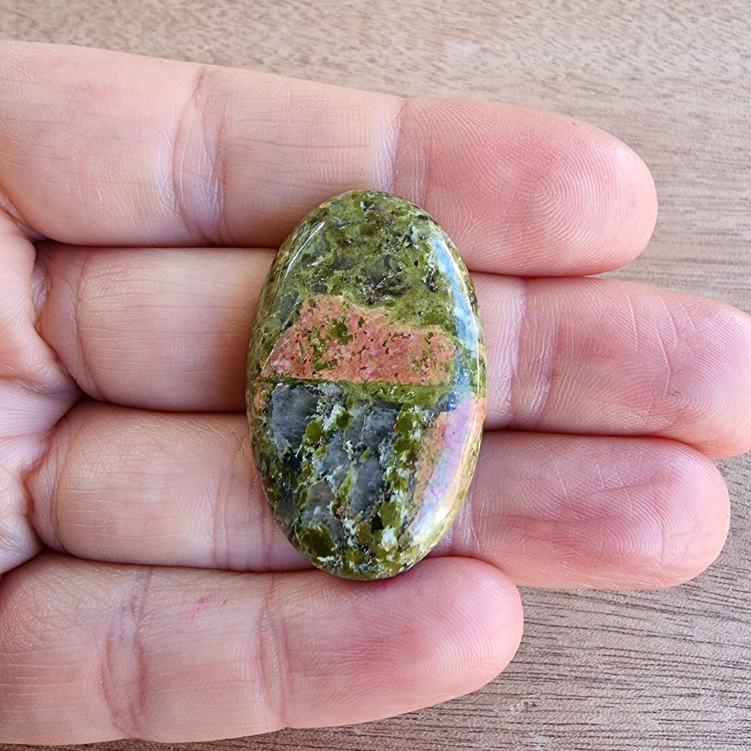 Unakite Jasper Cabochon / Pendant for jewelry making or diy craft projects 12.3gr