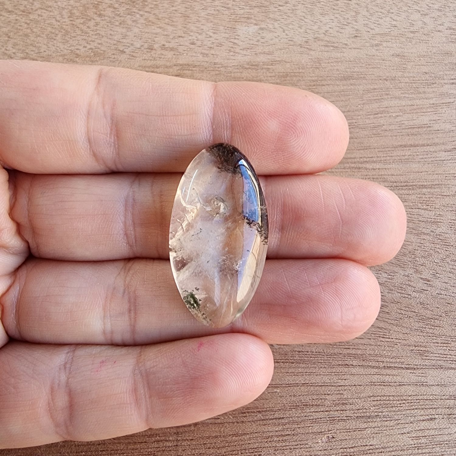 Lodolite / Garden Quartz / Chlorite Quartz Cabochon / Pendant for jewelry making or diy craft projects 7.6gr