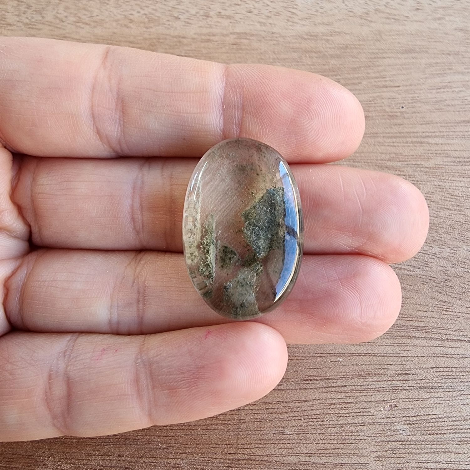 Lodolite / Garden Quartz / Chlorite Quartz Cabochon / Pendant for jewelry making or diy craft projects 11.2gr