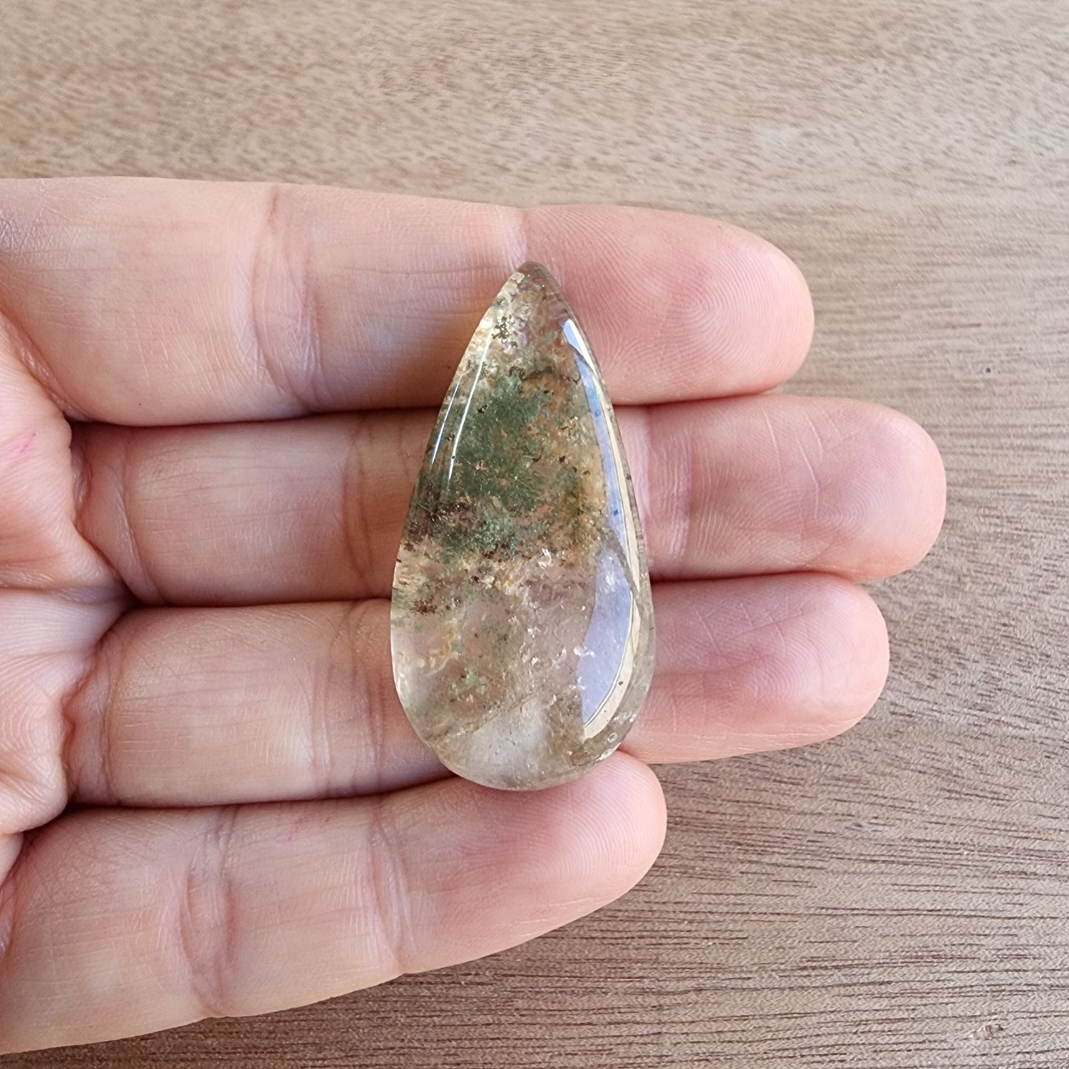 Lodolite / Garden Quartz / Chlorite Quartz Cabochon / Pendant for jewelry making or diy craft projects 14gr