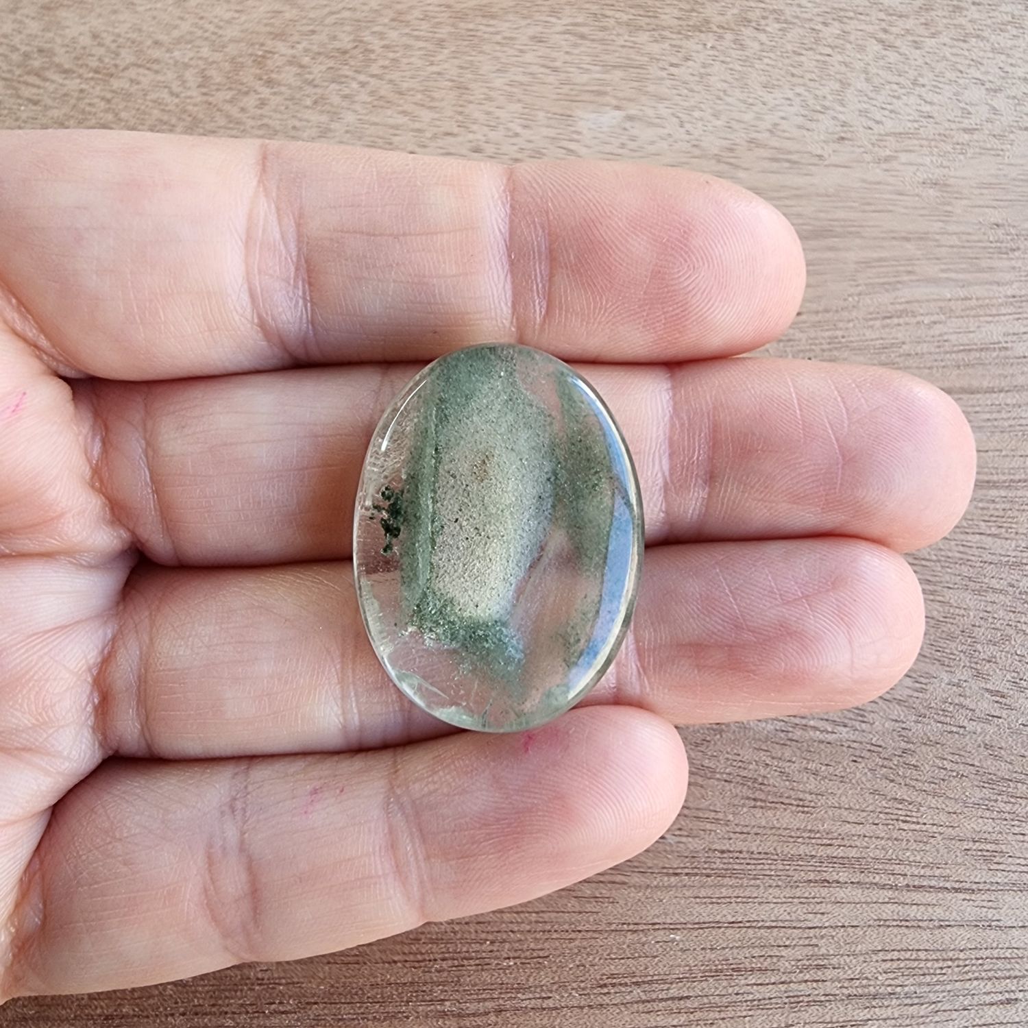 Lodolite / Garden Quartz / Chlorite Quartz Cabochon / Pendant for jewelry making or diy craft projects 10.7gr