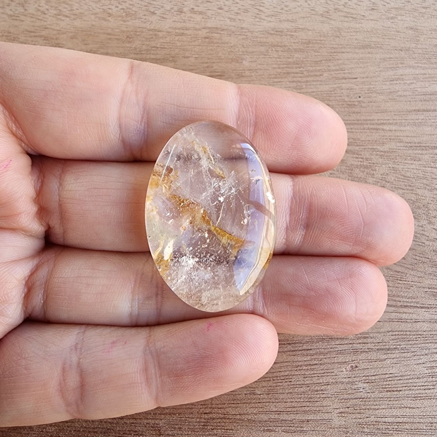 Lodolite / Garden Quartz / Chlorite Quartz Cabochon / Pendant for jewelry making or diy craft projects 12.6gr