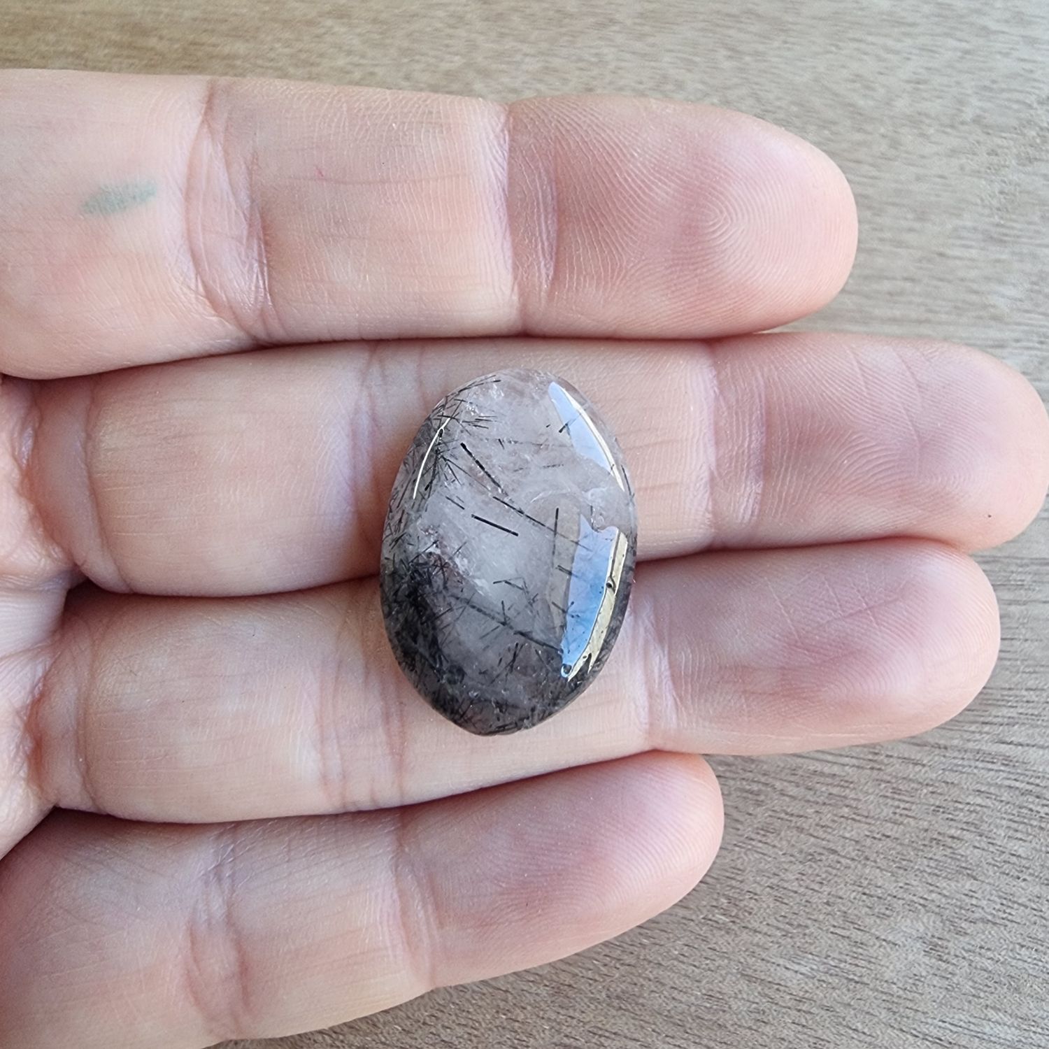 Black Tourmaline Quartz Cabochon / Pendant for jewelry making or diy craft projects 4gr