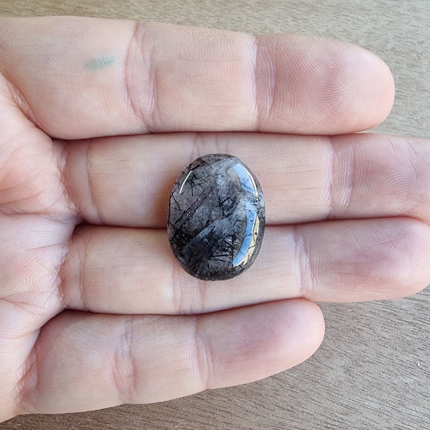 Black Tourmaline Quartz Cabochon / Pendant for jewelry making or diy craft projects 4.6gr