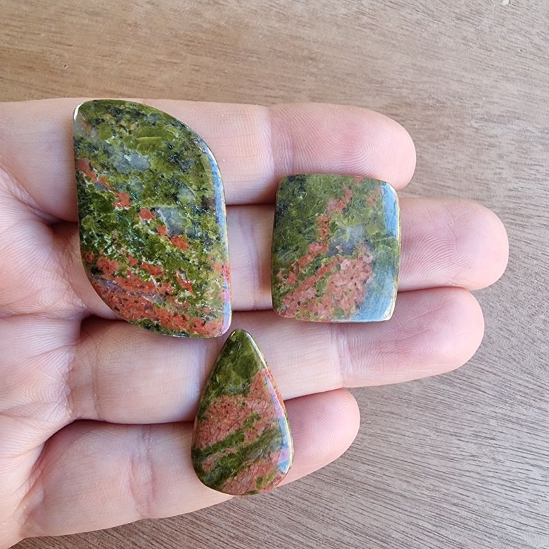 Unakite Cabochon Lot / Pendant Lot for jewelry making or diy craft projects 12.8gr