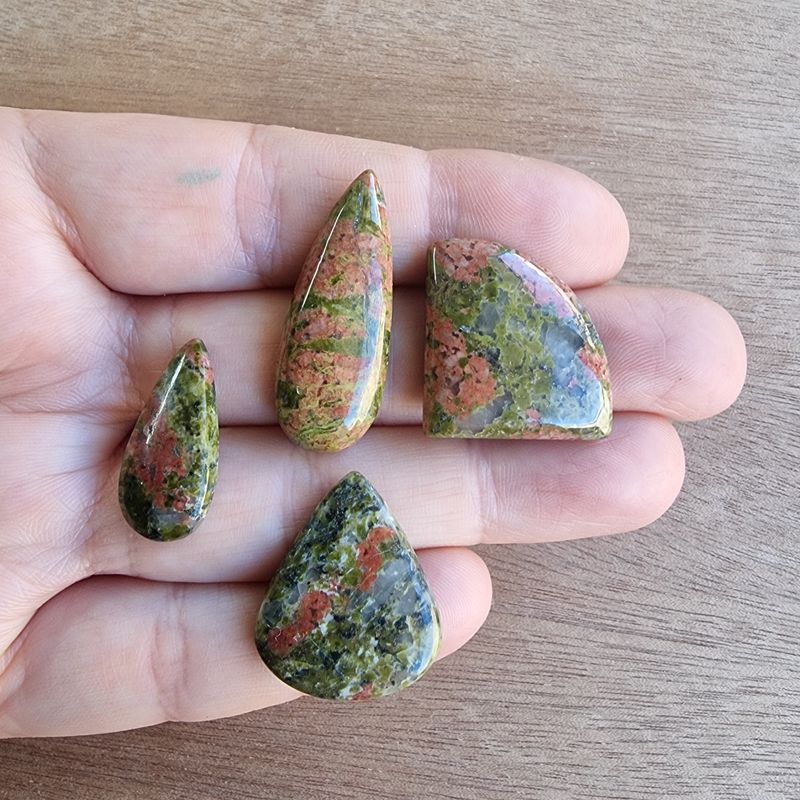 Unakite Cabochon Lot / Pendant Lot for jewelry making or diy craft projects 17.4gr