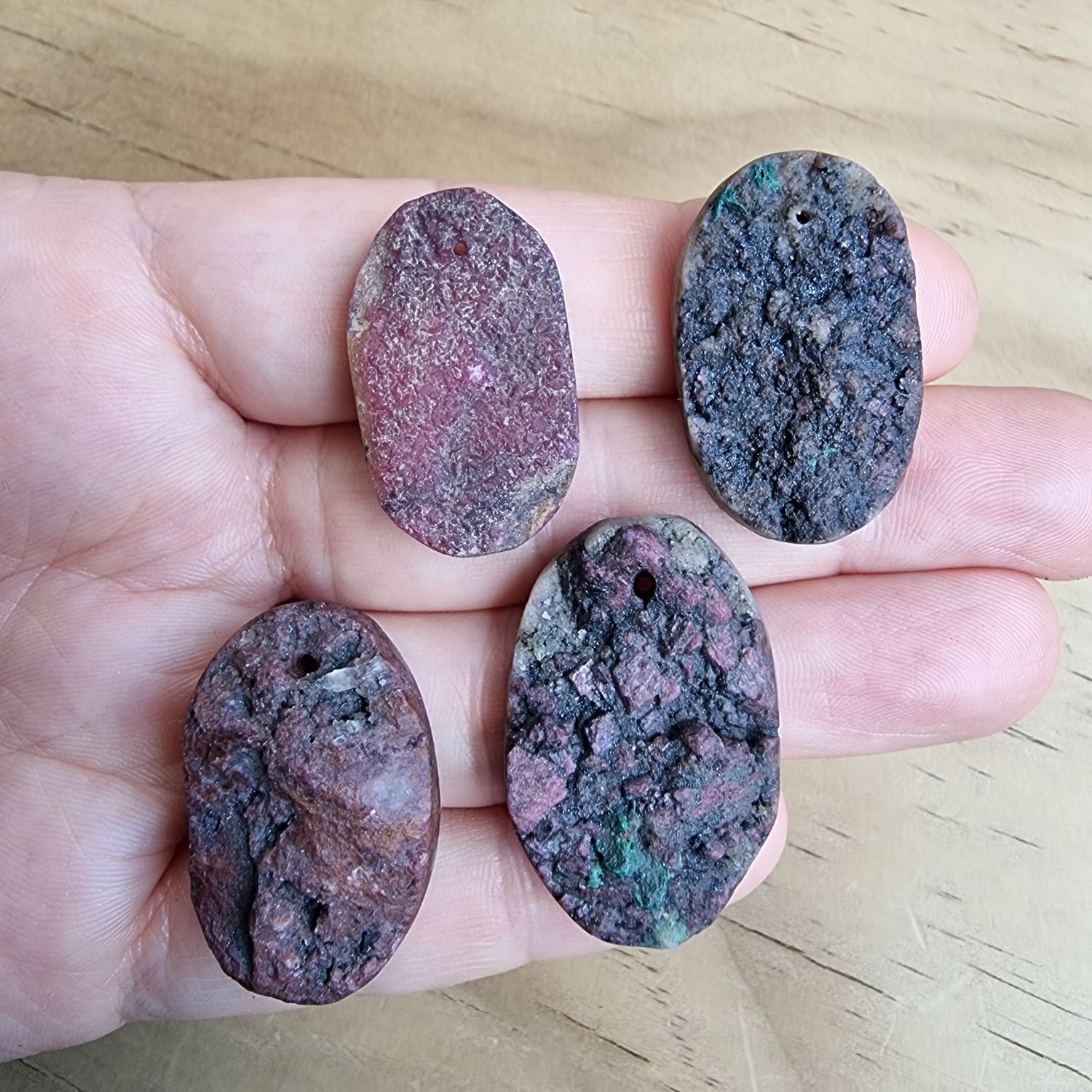 4 x Druzy Cobalt Calcite top drilled Pendant Lot for jewelry making or diy craft projects 38.7gr