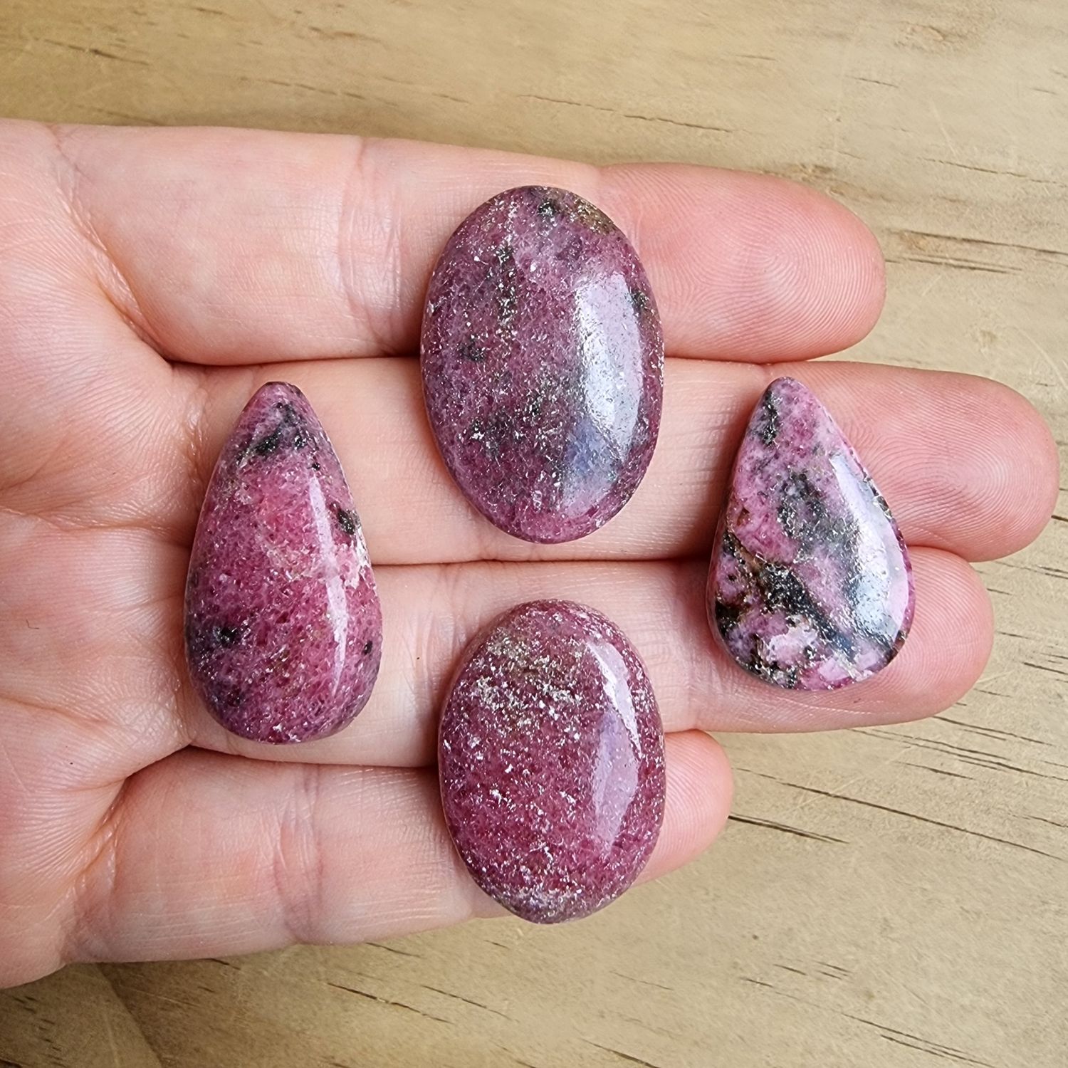 4 x Rhodonite Cabochon Lot / Pendant Lot for jewelry making or diy craft projects 32.3gr