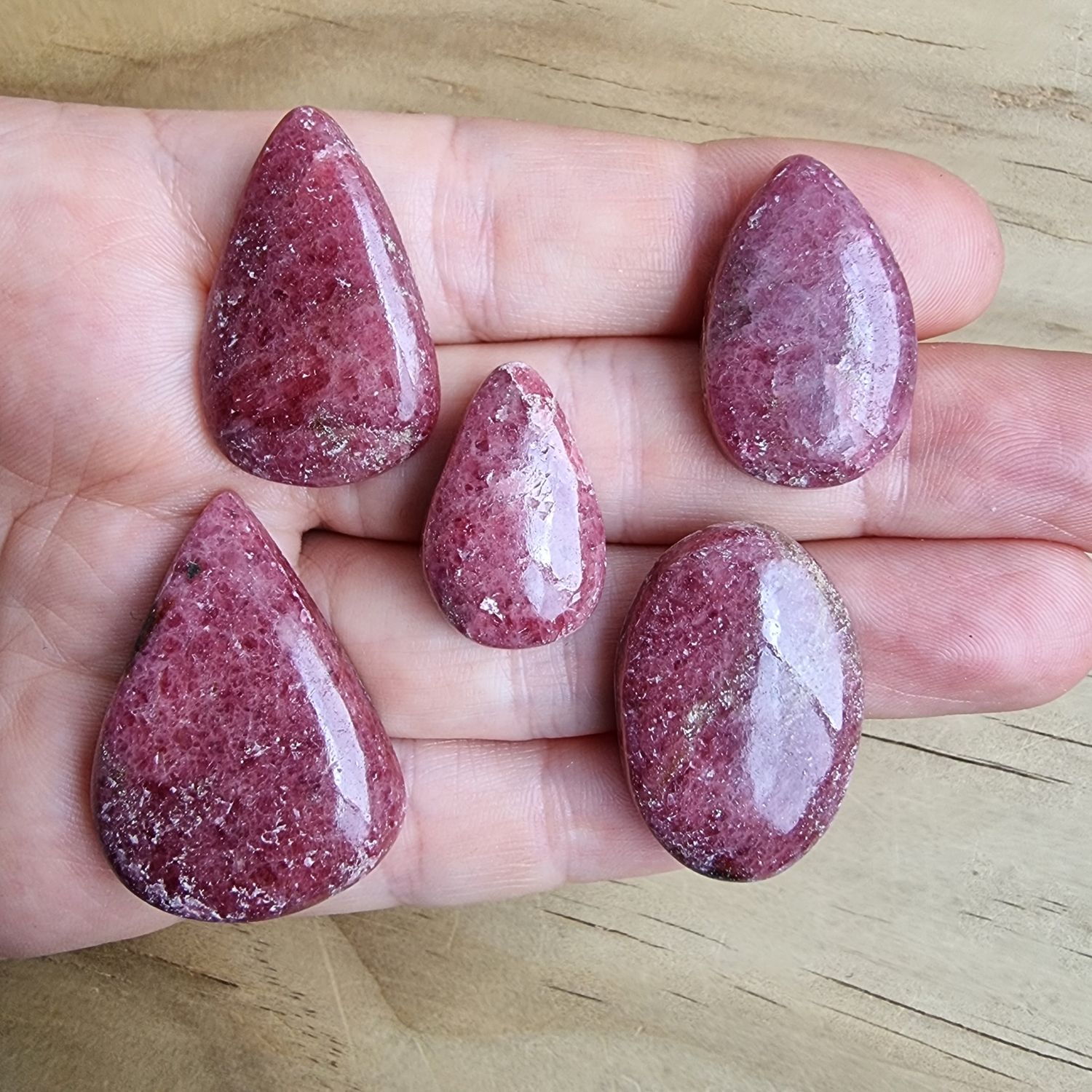 5 x Rhodonite Cabochon Lot / Pendant Lot for jewelry making or diy craft projects 51.1gr
