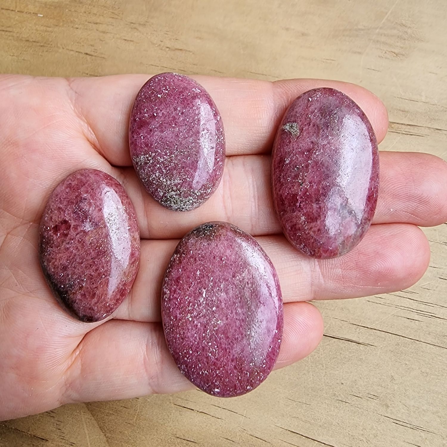 4 x Rhodonite Cabochon Lot / Pendant Lot for jewelry making or diy craft projects 55gr