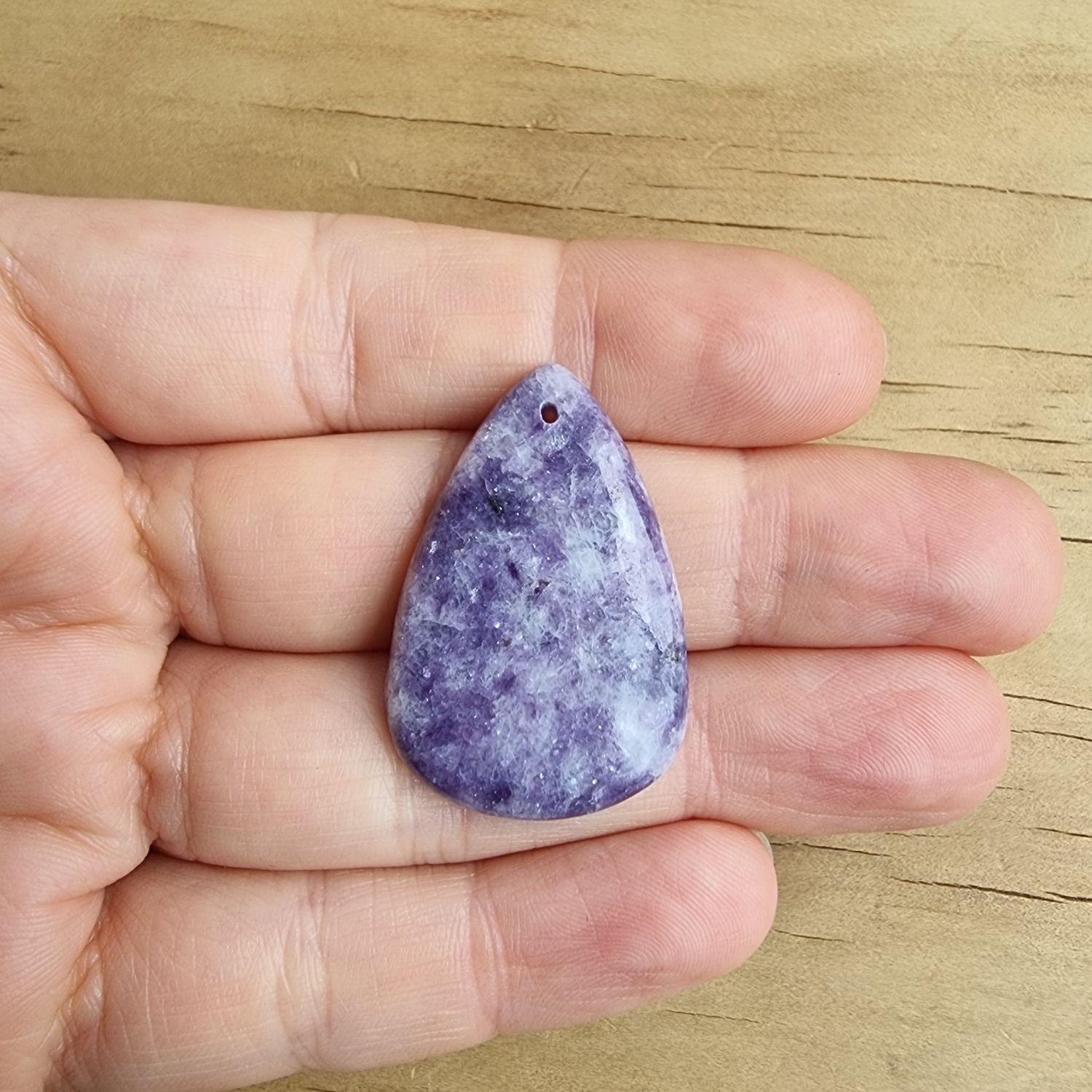 Lepidolite top drilled Cabochon / Pendant for jewelry making or diy craft projects 8gr