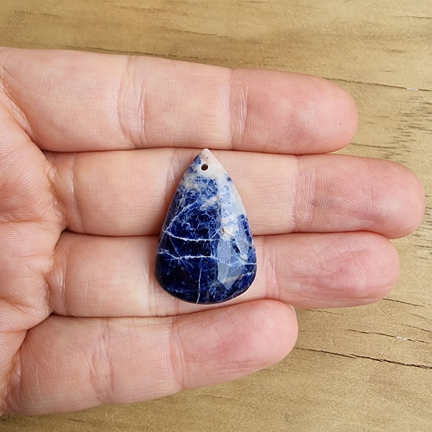 Sodalite top drilled Cabochon / Pendant for jewelry making or diy craft projects 5.2gr