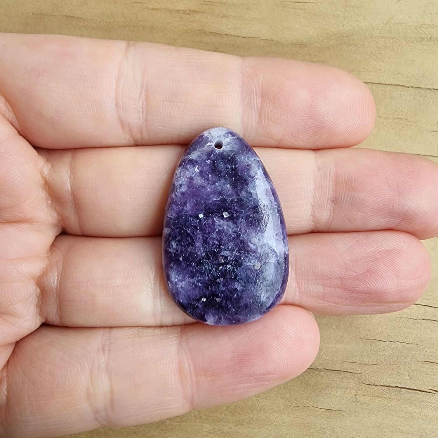 Lepidolite top drilled Cabochon / Pendant for jewelry making or diy craft projects 8.6gr