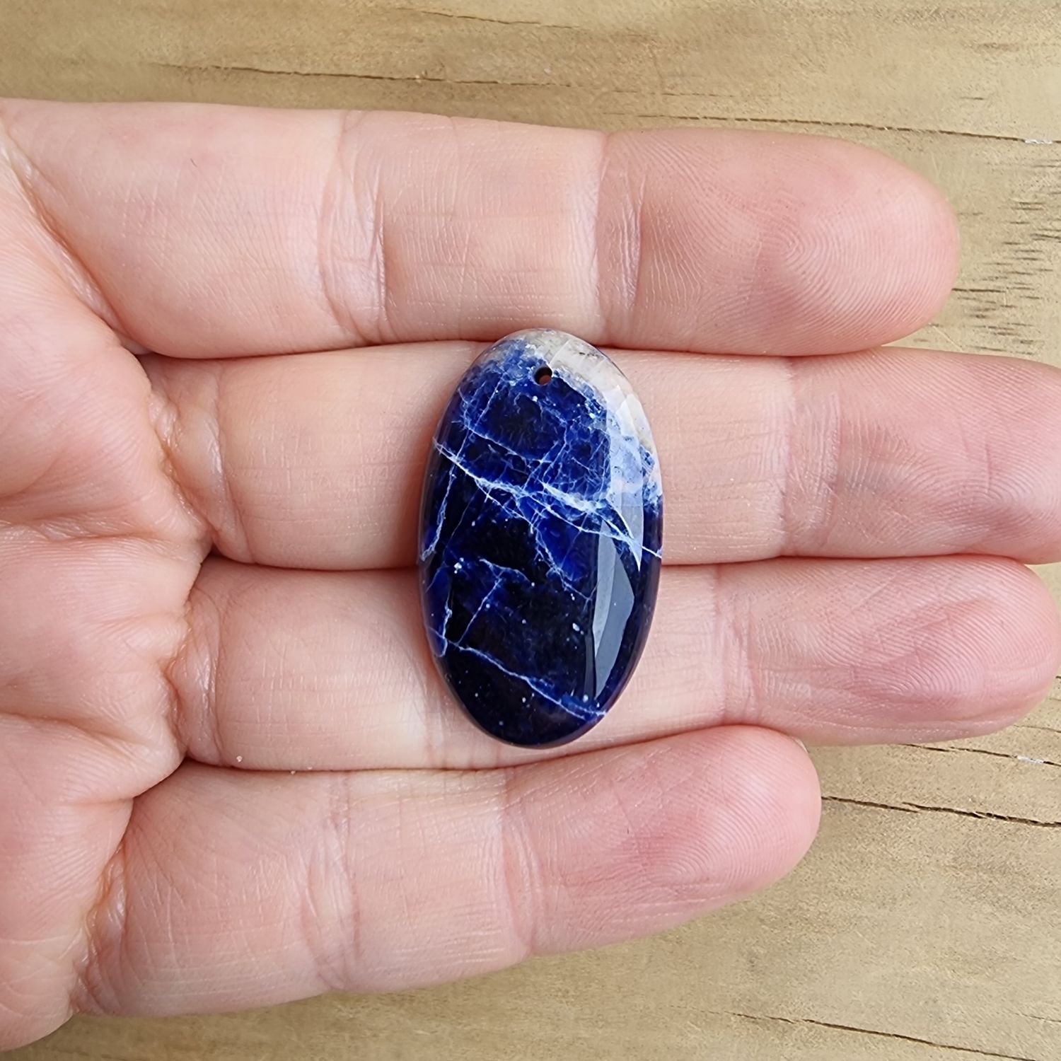 Sodalite top drilled Cabochon / Pendant for jewelry making or diy craft projects 6gr
