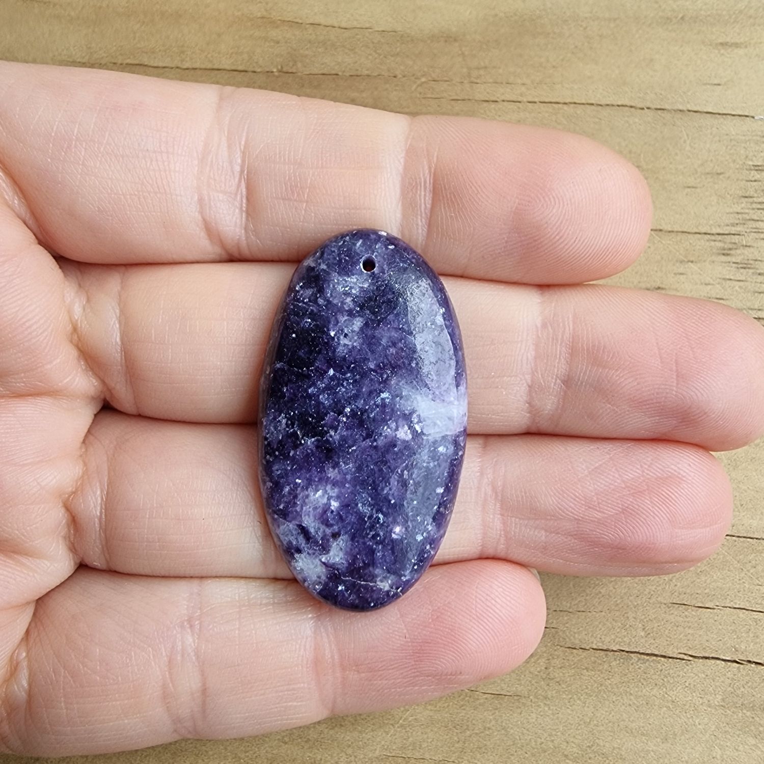 Lepidolite top drilled Cabochon / Pendant for jewelry making or diy craft projects 9.5gr