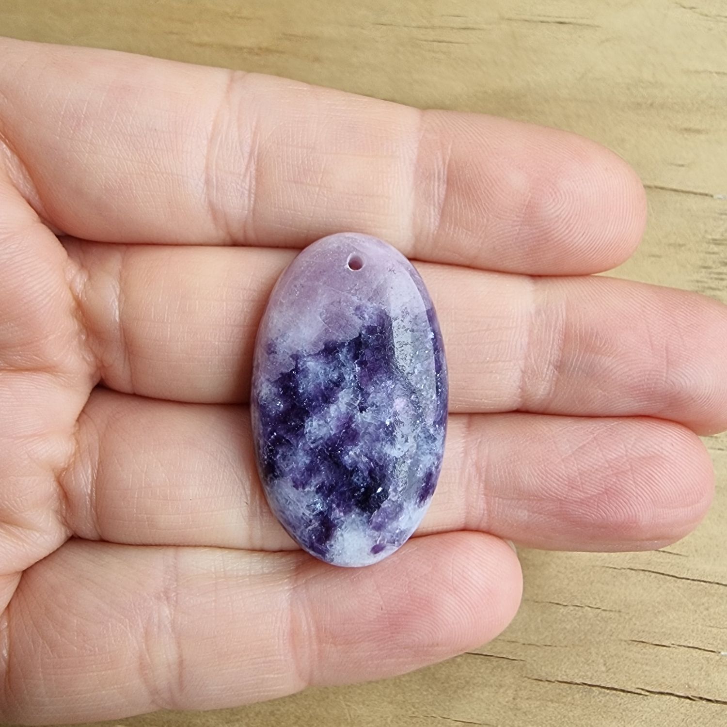Lepidolite top drilled Cabochon / Pendant for jewelry making or diy craft projects 9.3gr