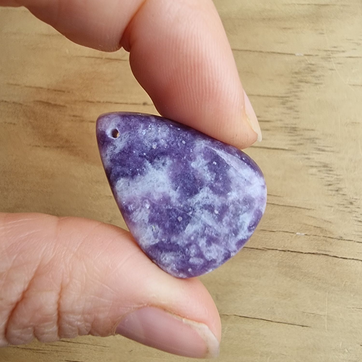 Lepidolite top drilled Cabochon / Pendant for jewelry making or diy craft projects 6.8gr