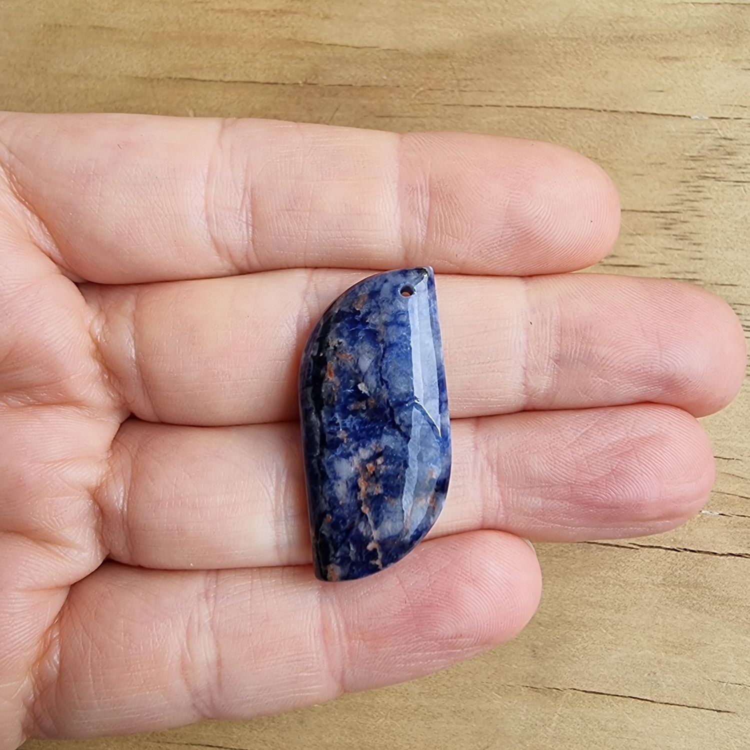 Sodalite top drilled Cabochon / Pendant for jewelry making or diy craft projects 6gr