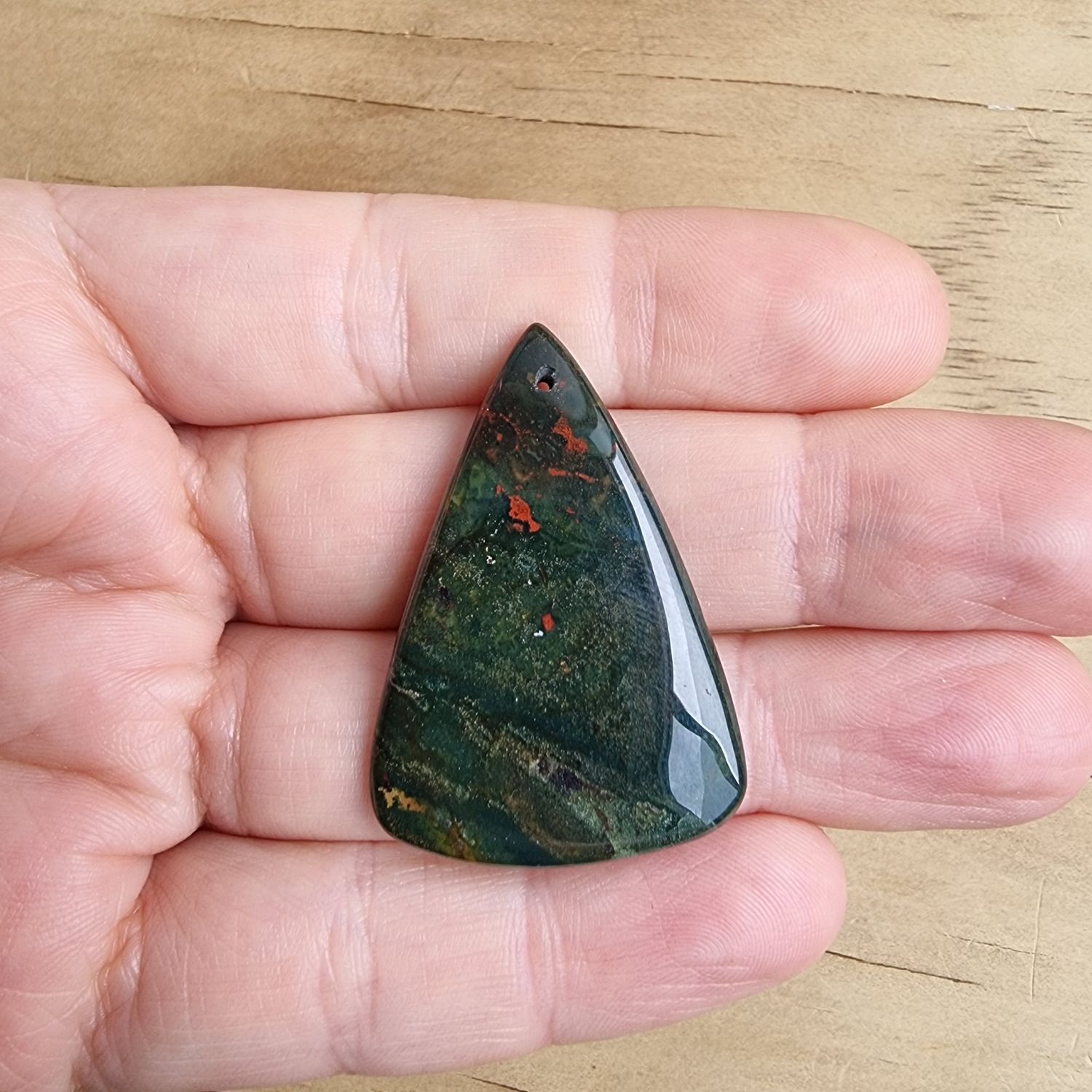 Bloodstone top drilled Cabochon / Pendant for jewellery making or diy craft projects 7.1gr