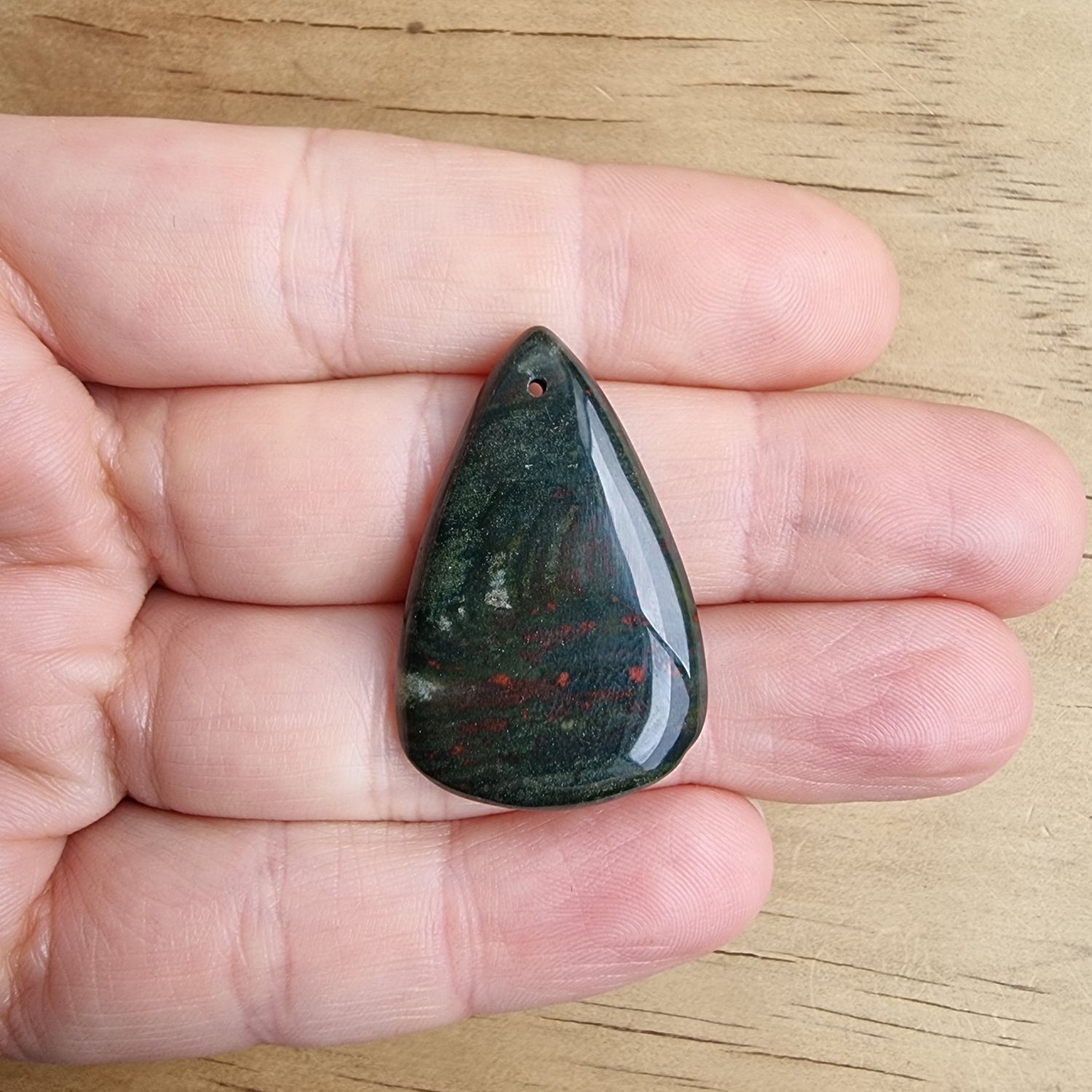 Bloodstone top drilled Cabochon / Pendant for jewellery making or diy craft projects 6.1gr
