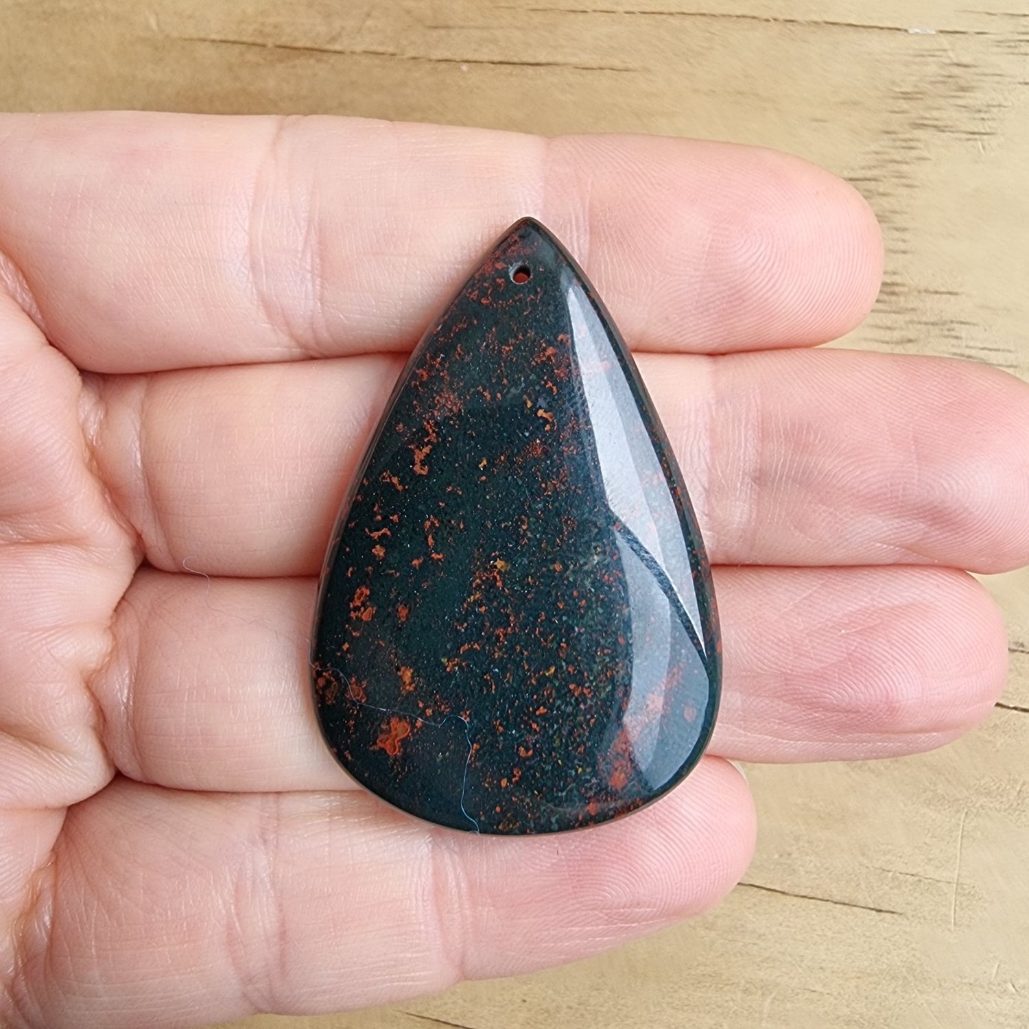 Bloodstone top drilled Cabochon / Pendant for jewellery making or diy craft projects 10.7gr