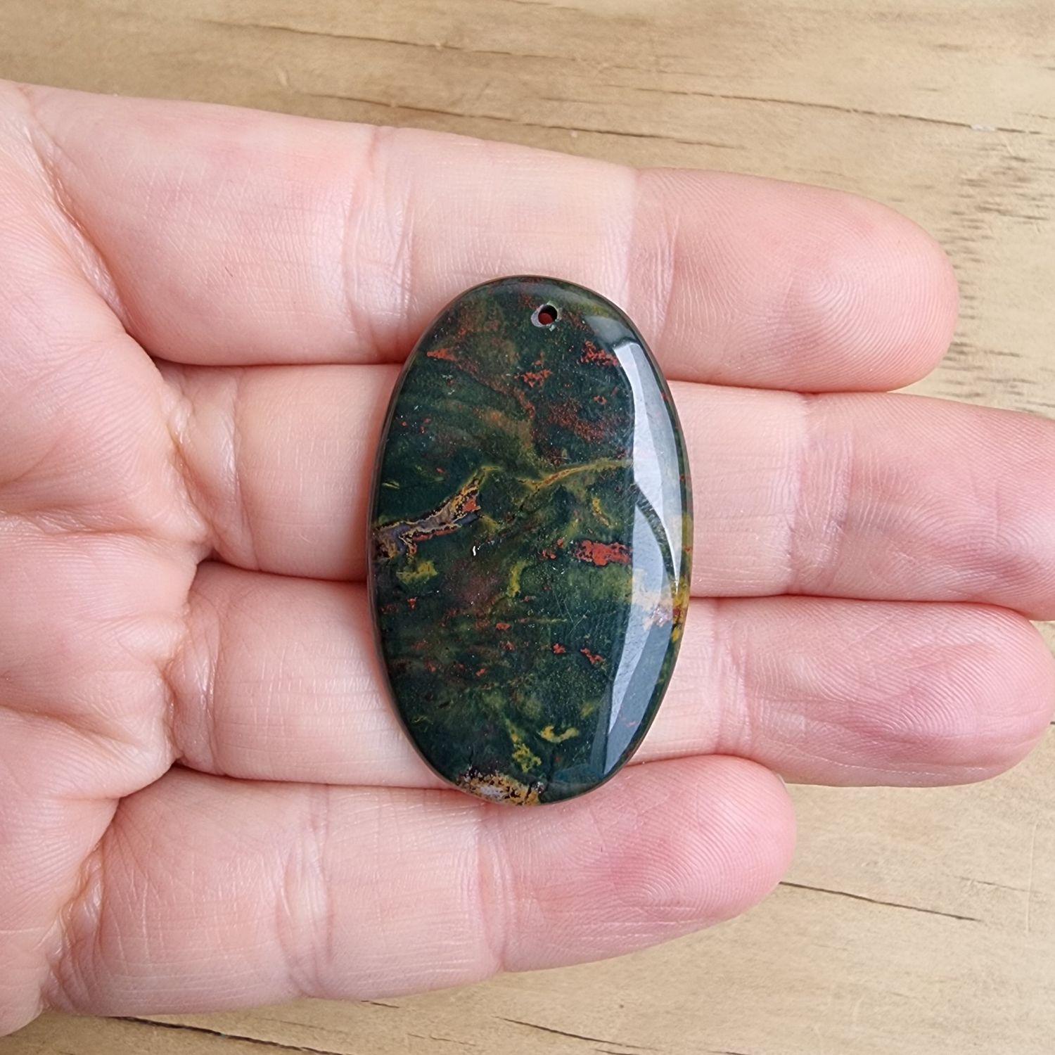 Bloodstone top drilled Cabochon / Pendant for jewellery making or diy craft projects 7.1gr