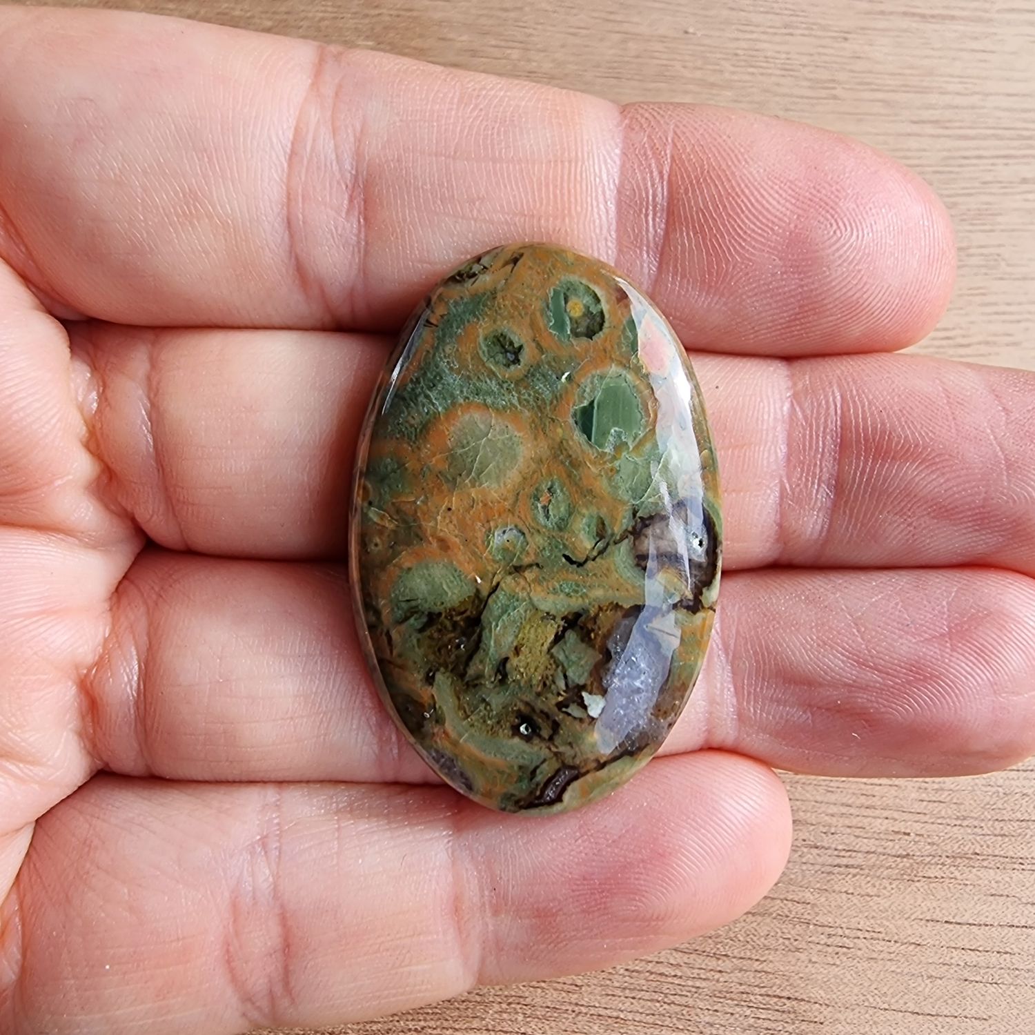Rainforest Jasper/ Rhyolite Cabochon / Pendant for jewelry making or diy craft projects 9.7gr