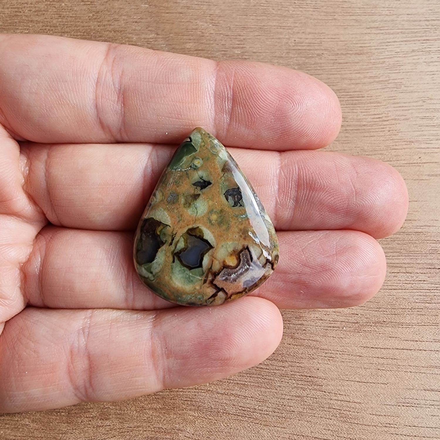 Rainforest Jasper/ Rhyolite Cabochon / Pendant for jewelry making or diy craft projects 8.1gr