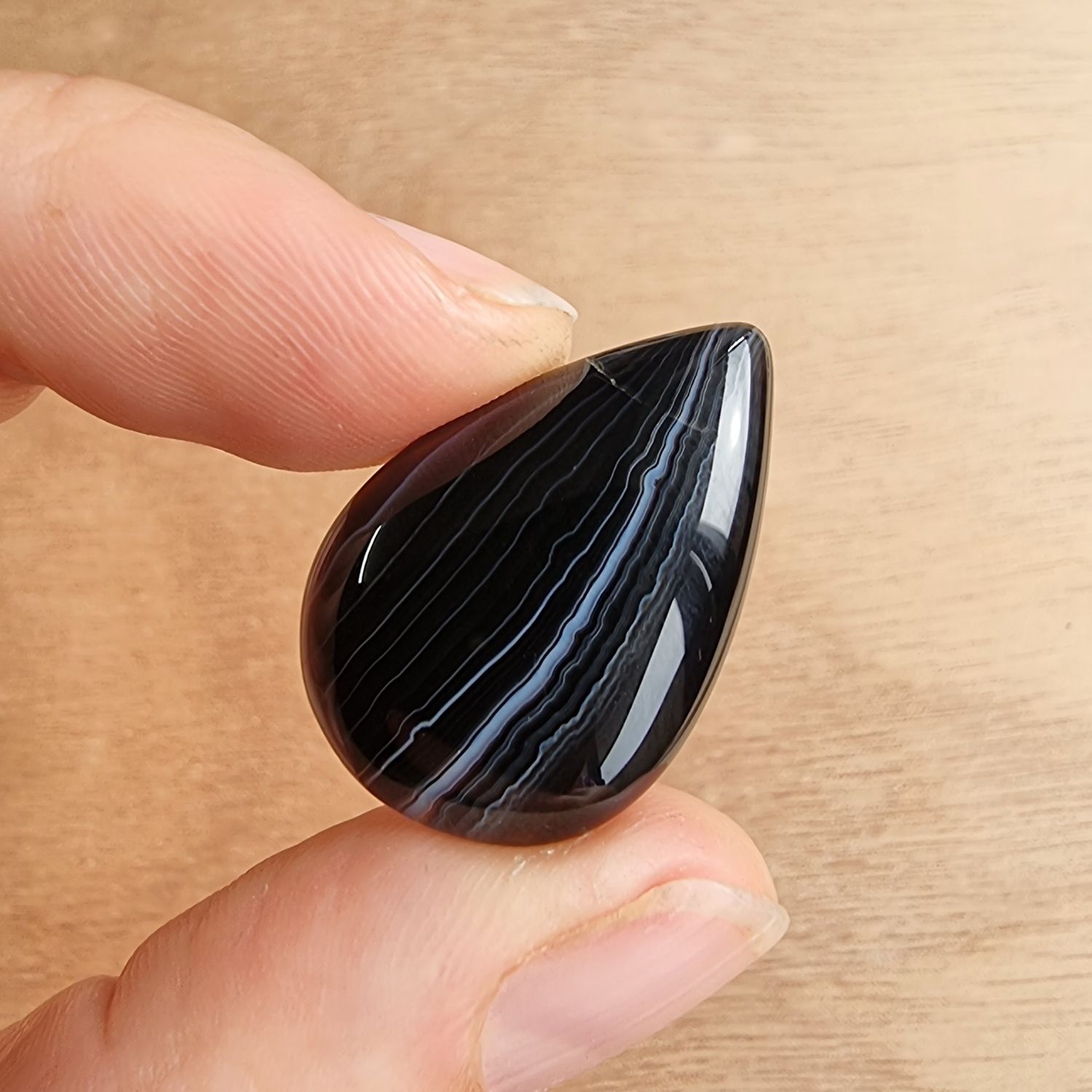 Black Agate Cabochon / Pendant for jewelry making or diy craft projects 5.5gr