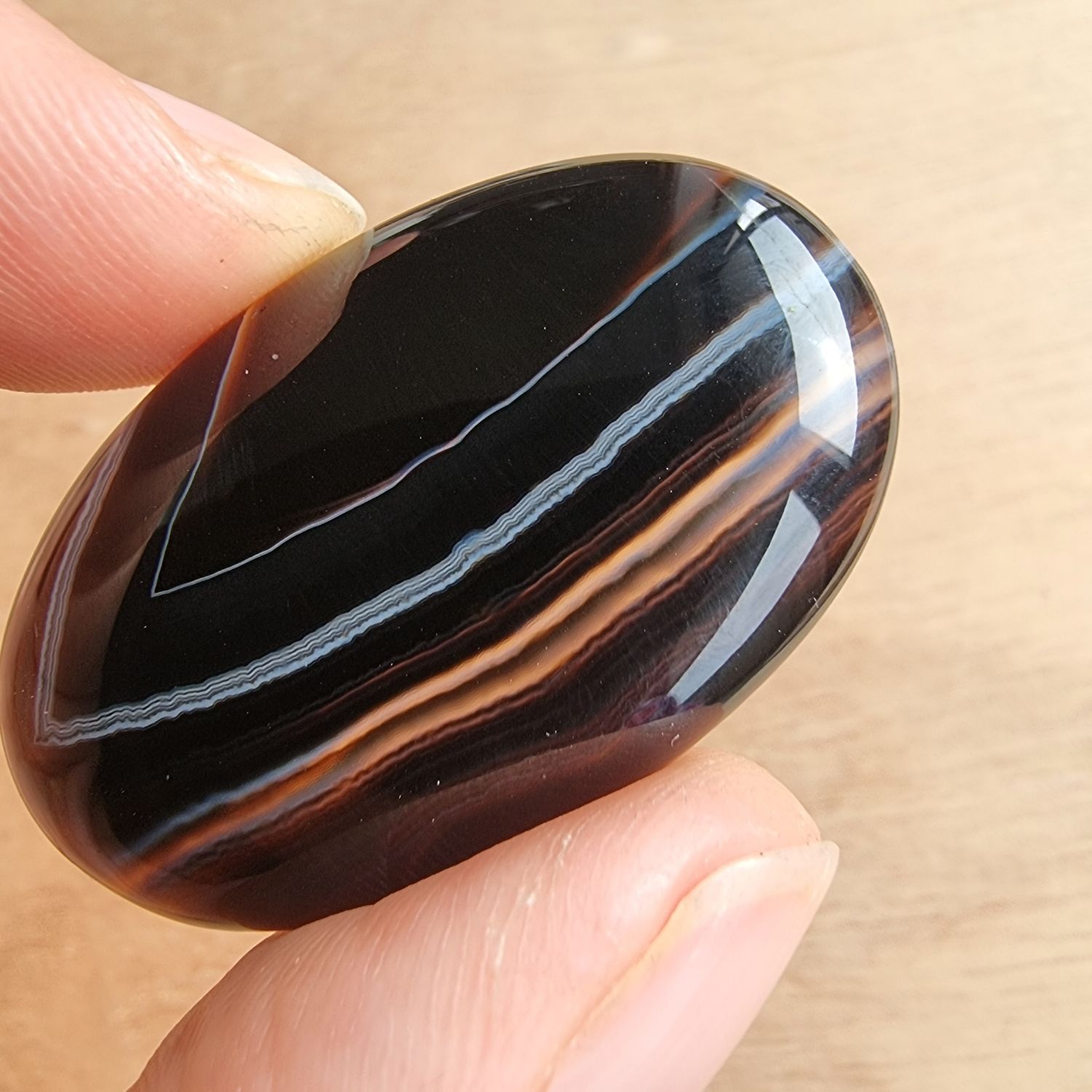 Black Agate Cabochon / Pendant for jewelry making or diy craft projects 11gr