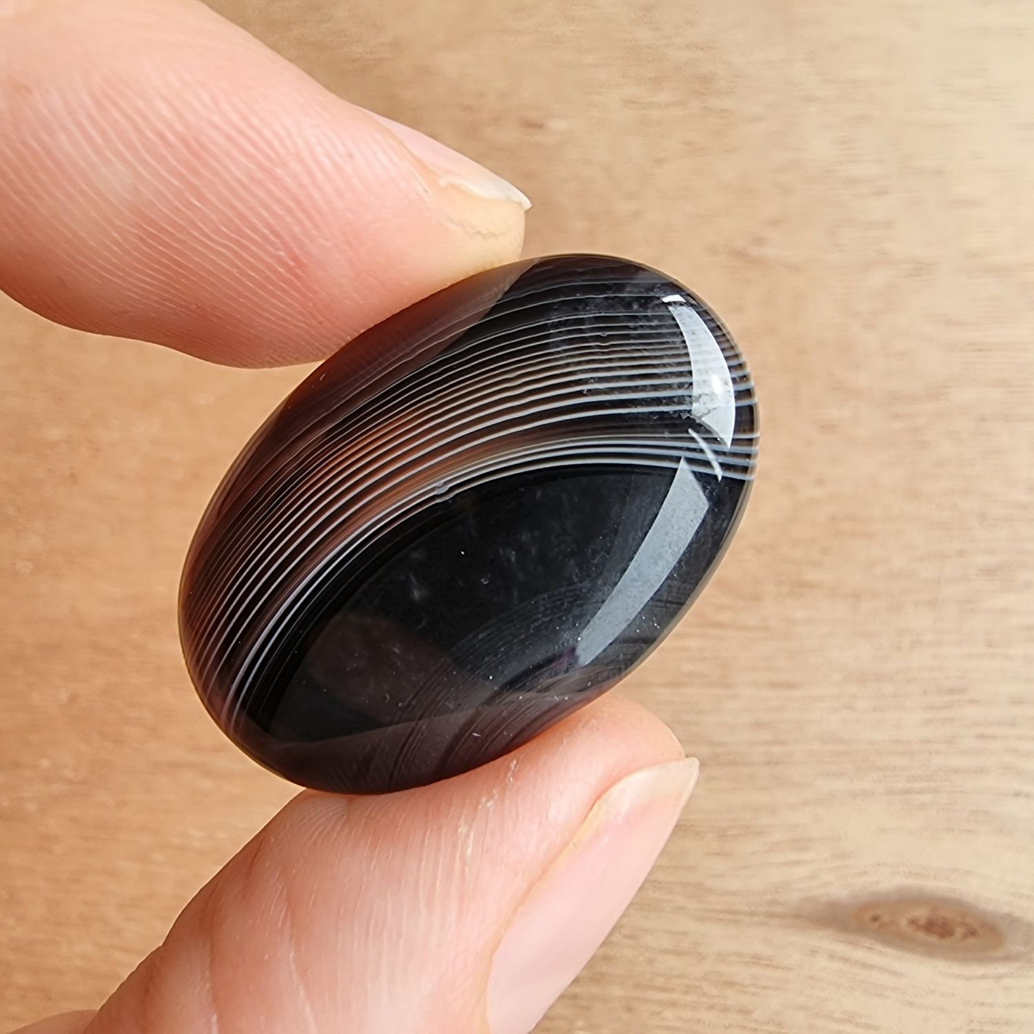 Black Agate Cabochon / Pendant for jewelry making or diy craft projects 5.3gr