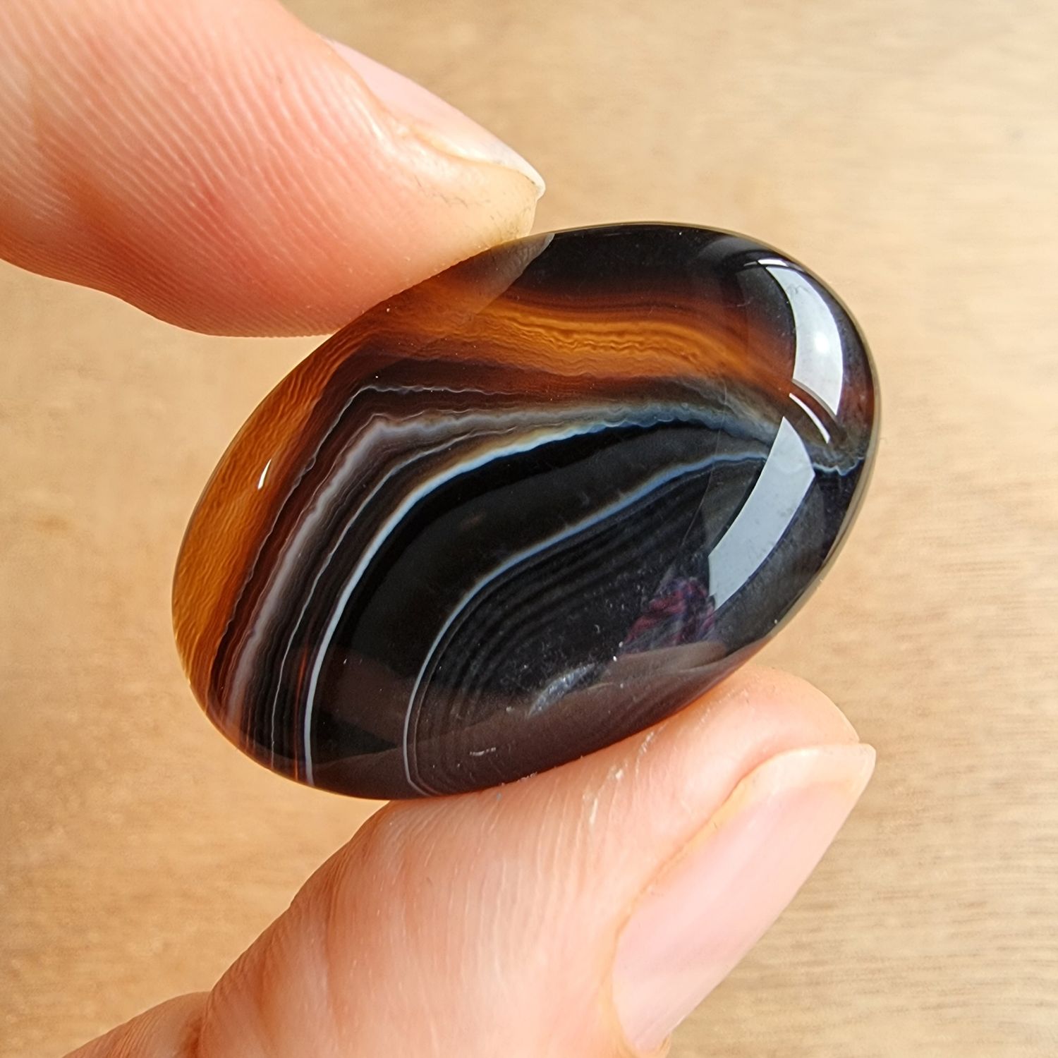Black Agate Cabochon / Pendant for jewelry making or diy craft projects 6.6gr