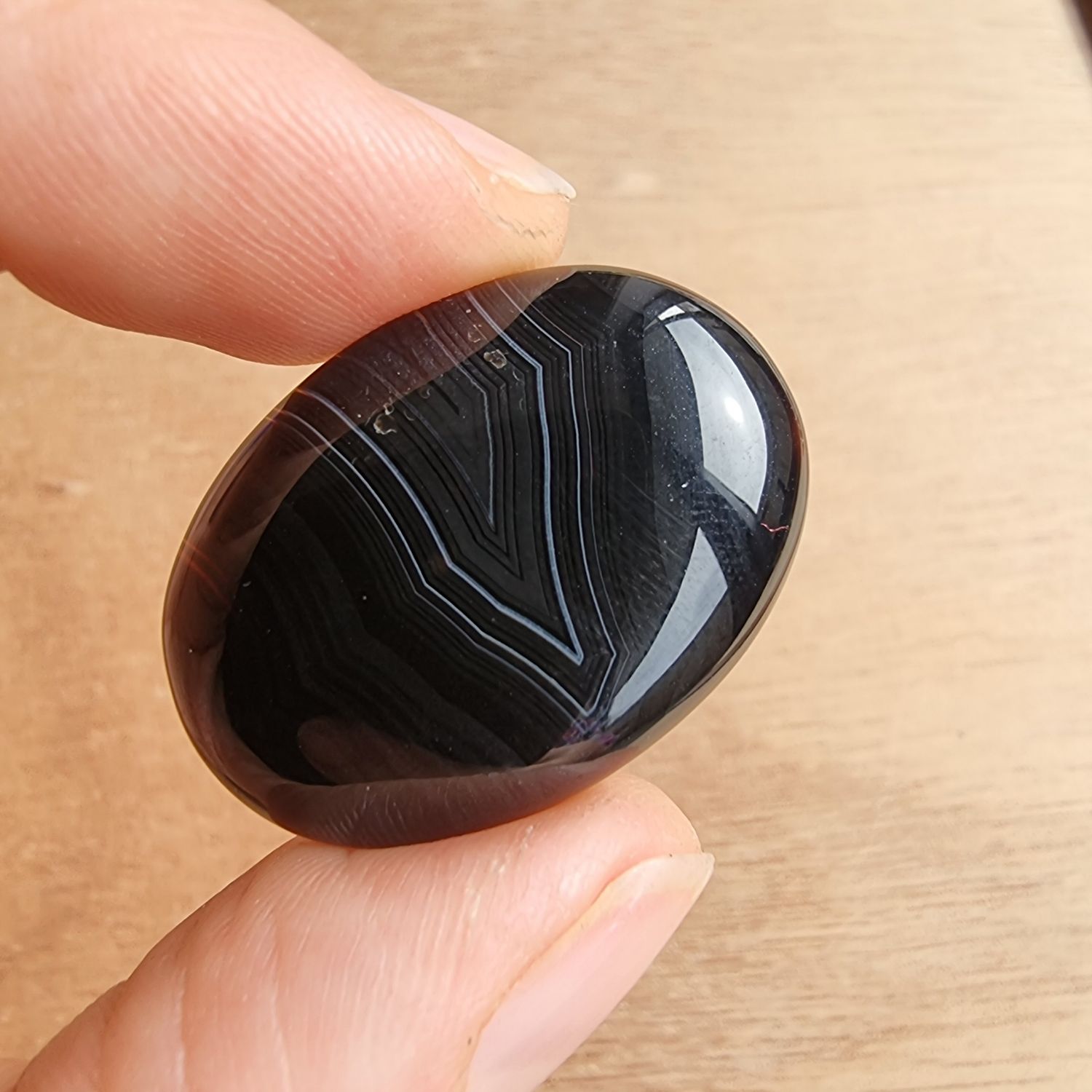 Black Agate Cabochon / Pendant for jewelry making or diy craft projects 7.9gr