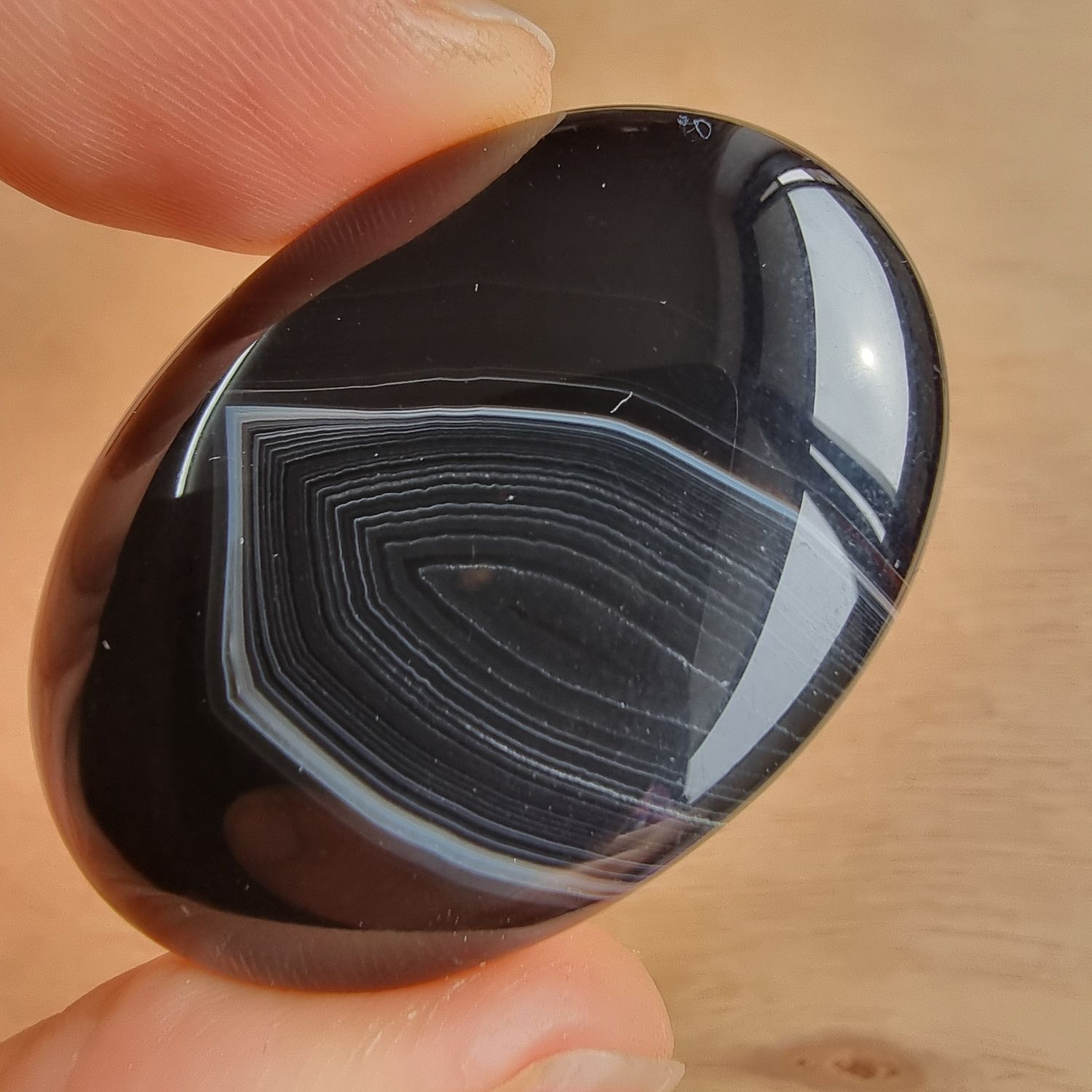 Black Agate Cabochon / Pendant for jewelry making or diy craft projects 16.9gr
