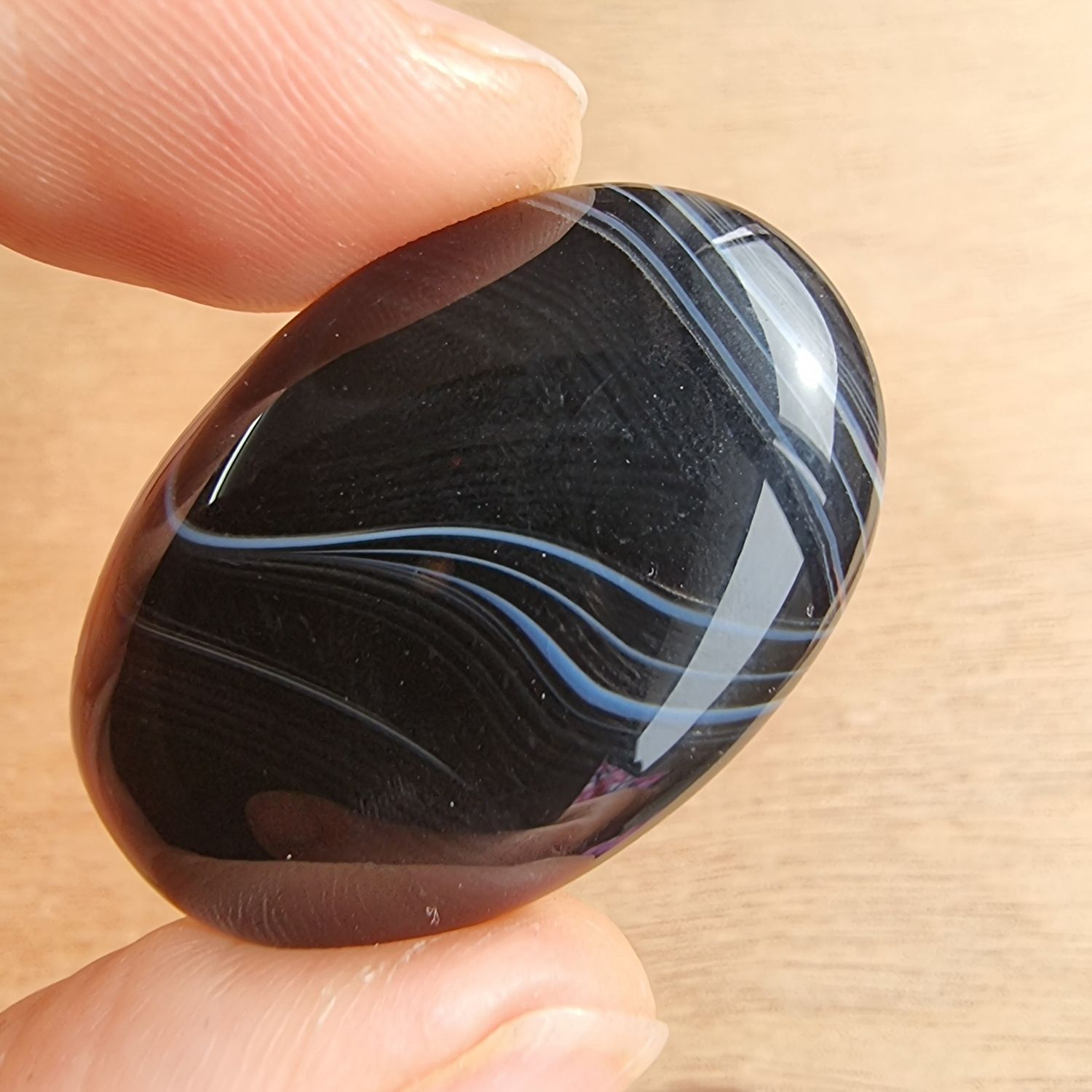 Black Agate Cabochon / Pendant for jewelry making or diy craft projects 9.1gr